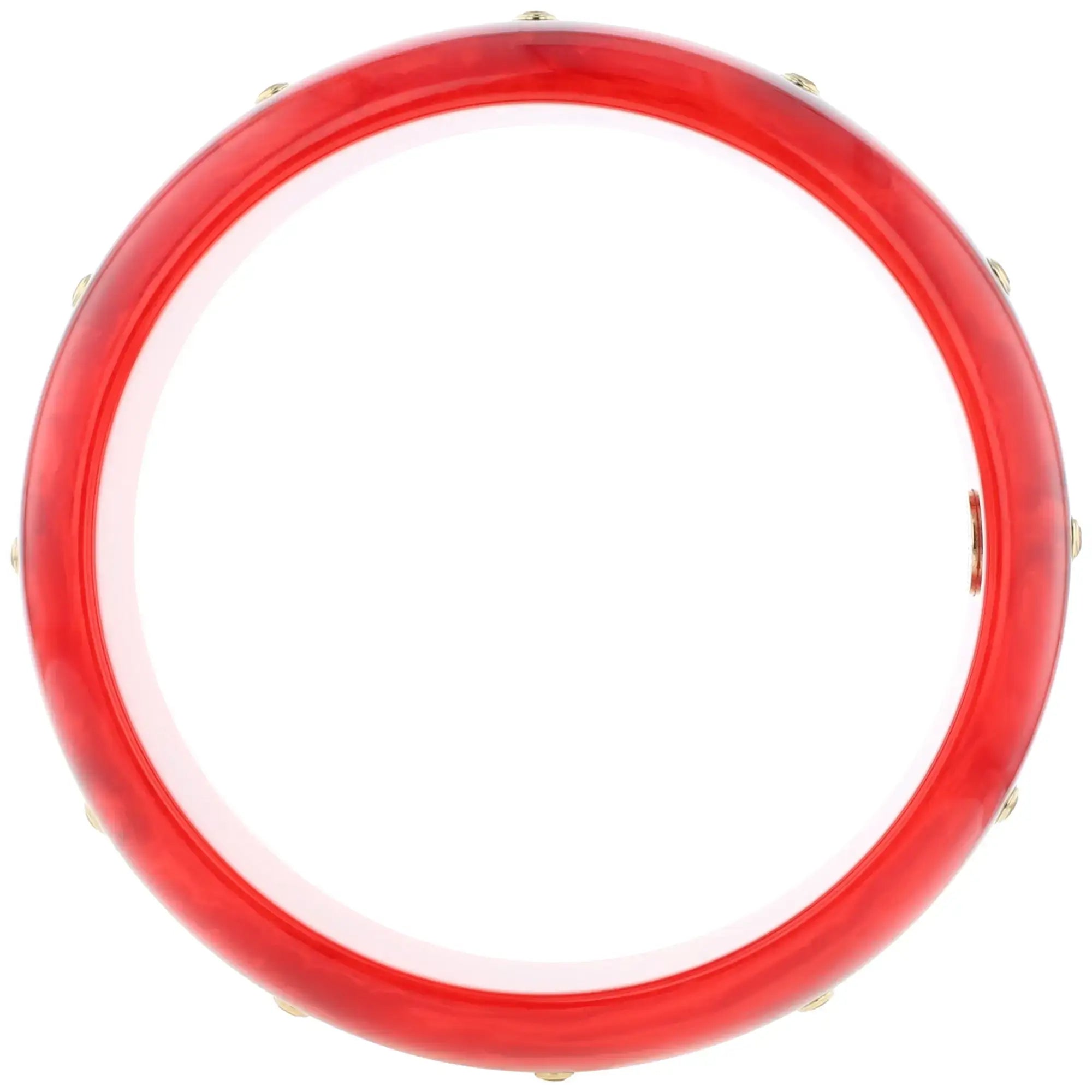Dalia Bangle | Vermillion red bakelite with inlay and stones.