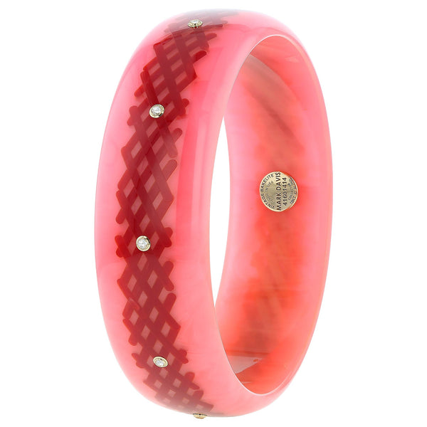 Elise Bangle | Bakelite bangle with inlay and stones, pink.