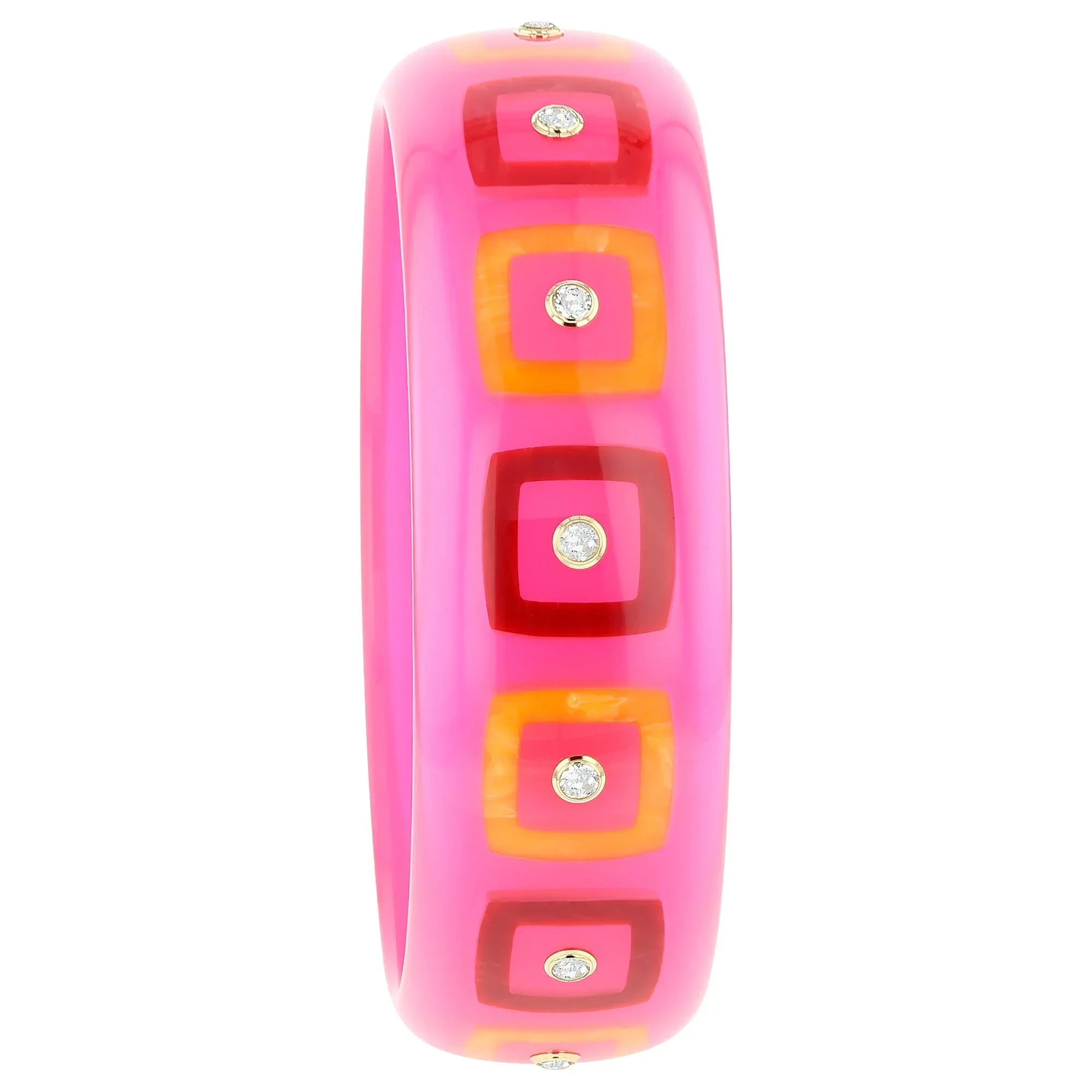 Ella Bangle | Translucent pink with inlay and stones.