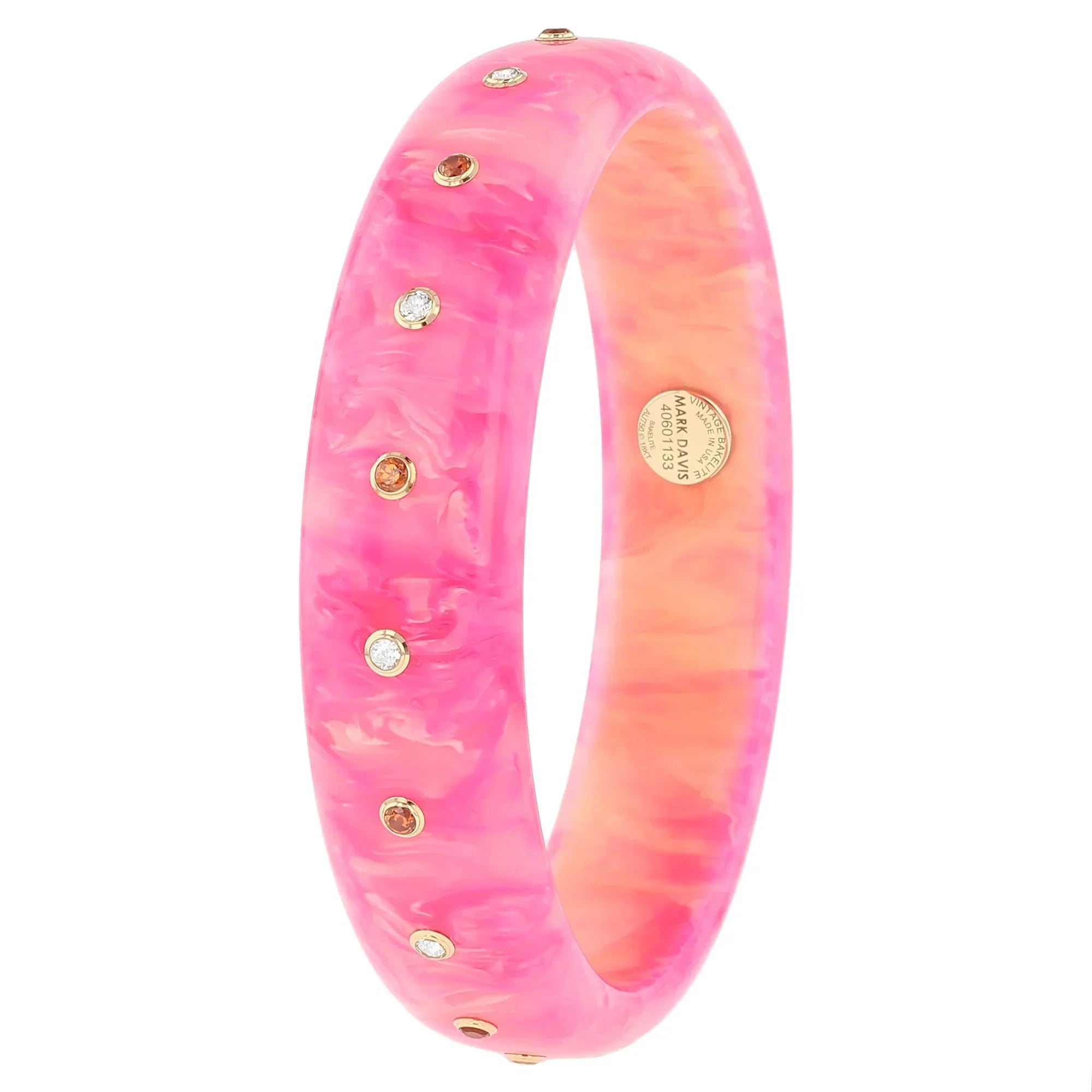 Evelyn Bangle | Amaranth bakelite with stones.