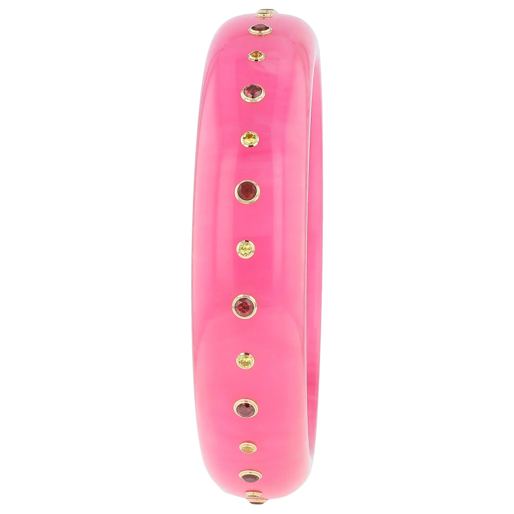 Evelyn Bangle | Bubblegum pink bakelite with stones.