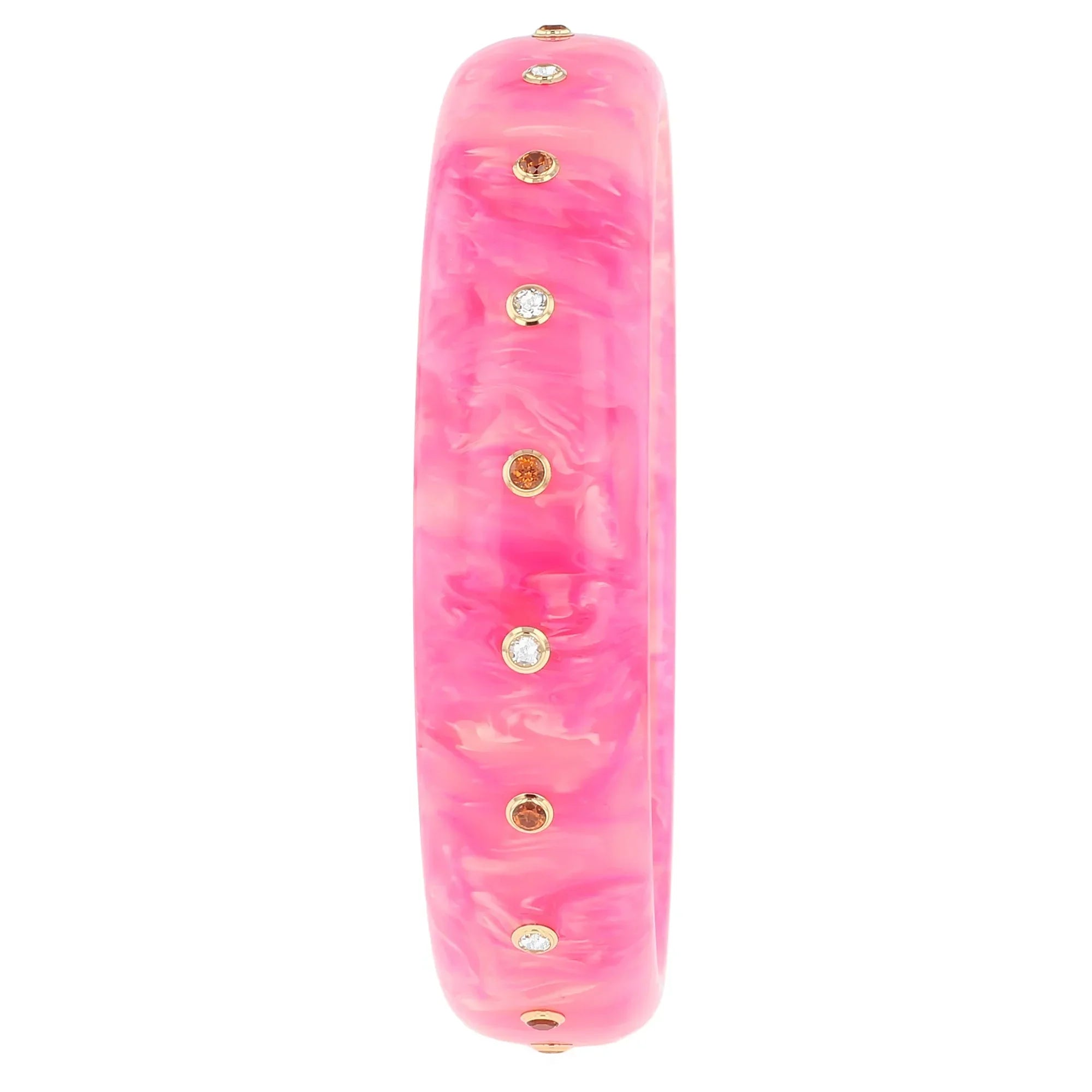 Evelyn Bangle | Amaranth bakelite with stones.