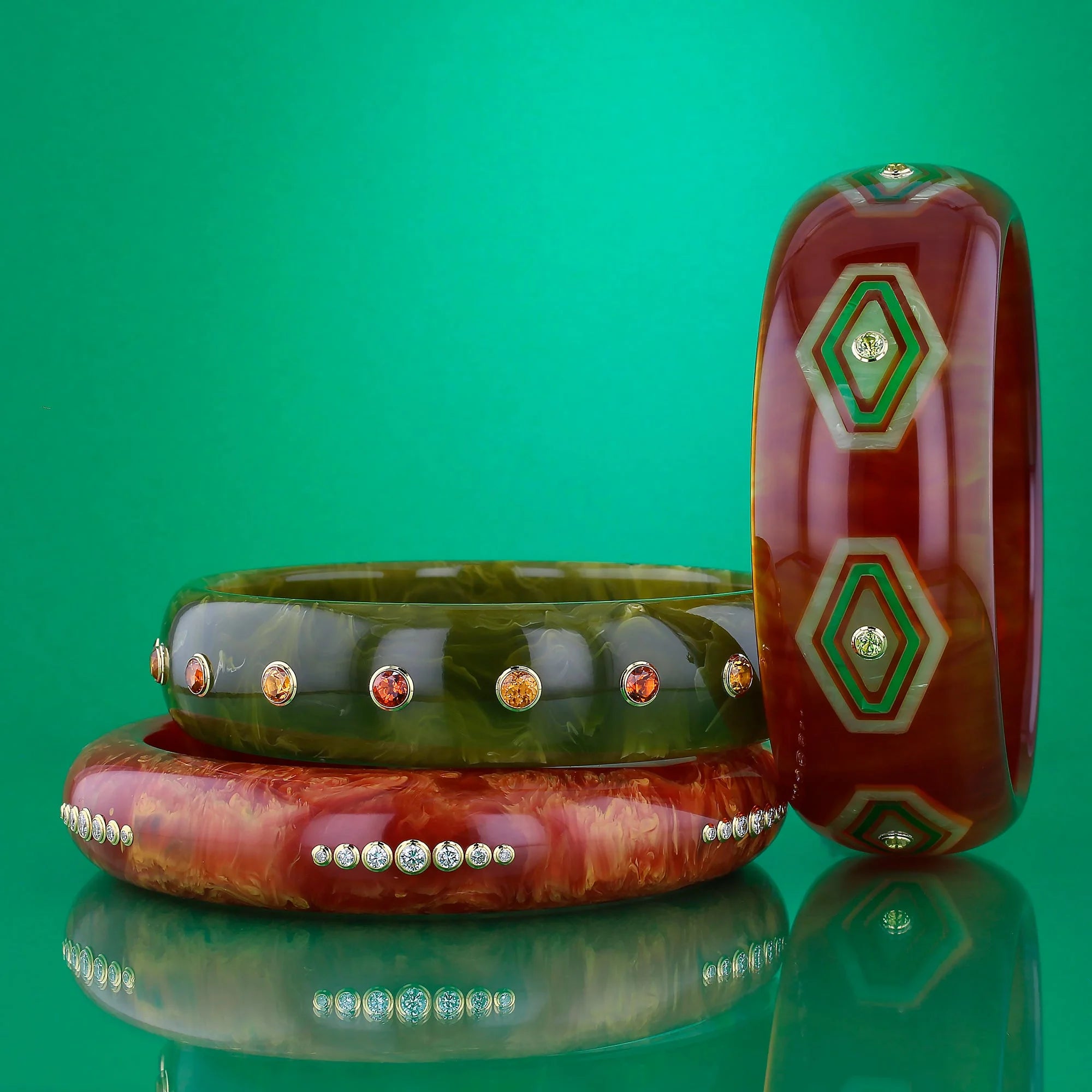 Evelyn Bangle | Bakelite with stones.