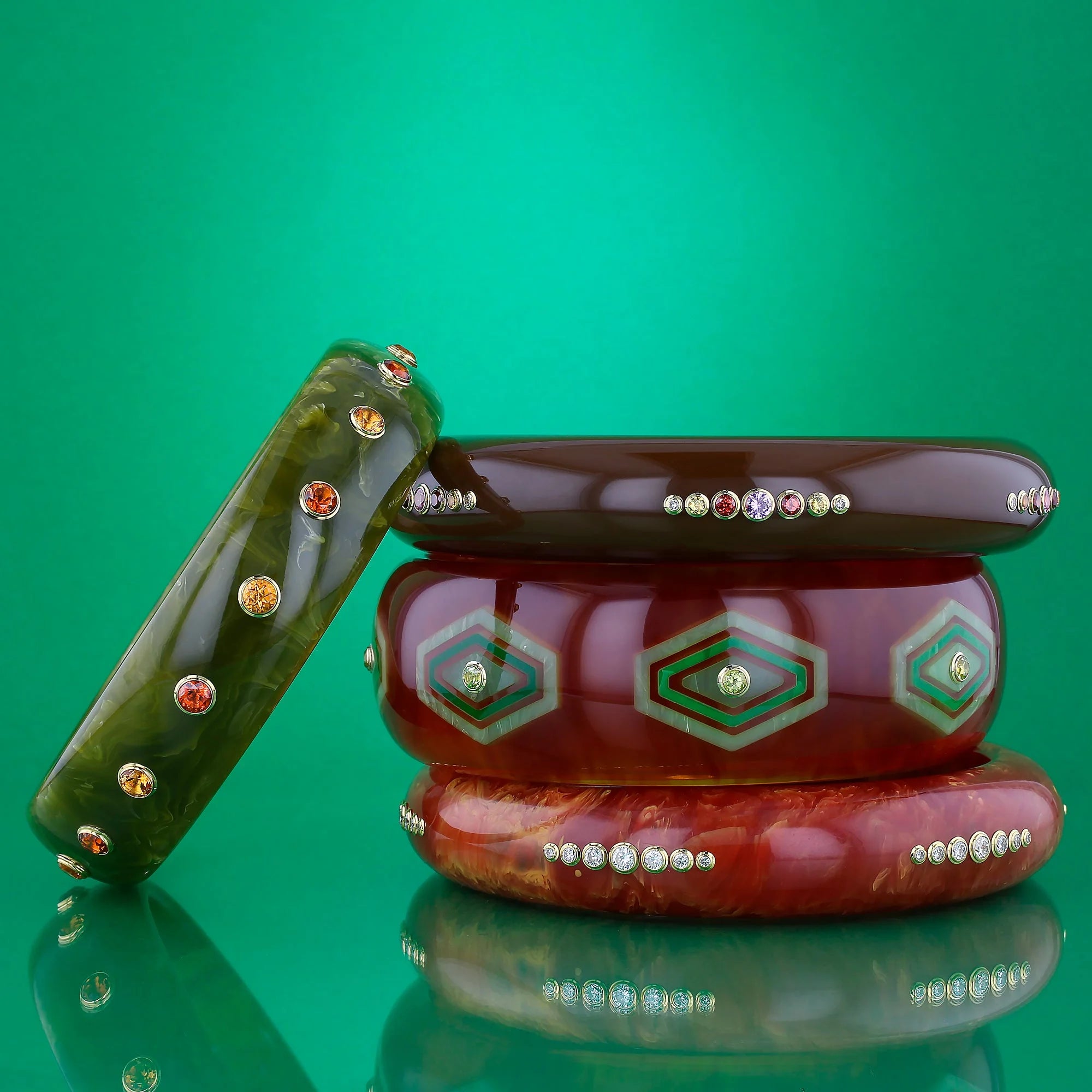 Evelyn Bangle | Bakelite with stones.
