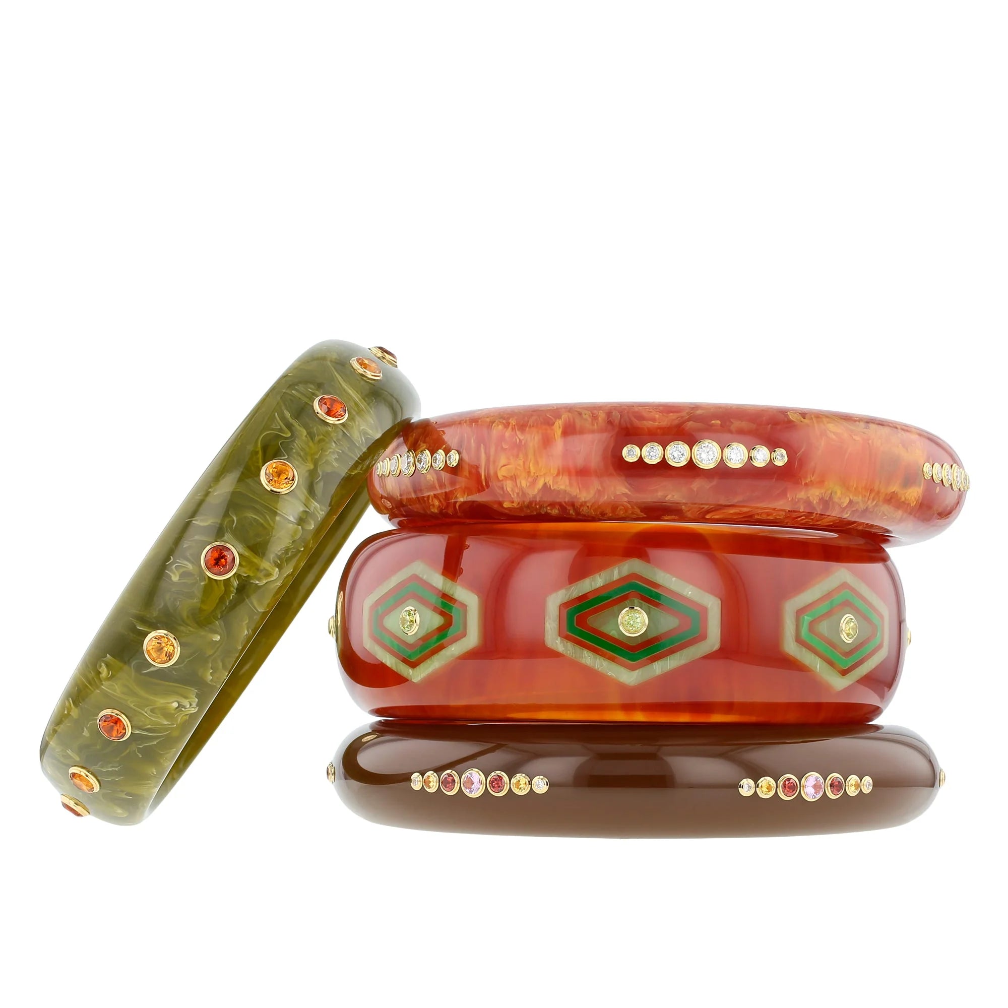 Evelyn Bangle | Bakelite with stones.