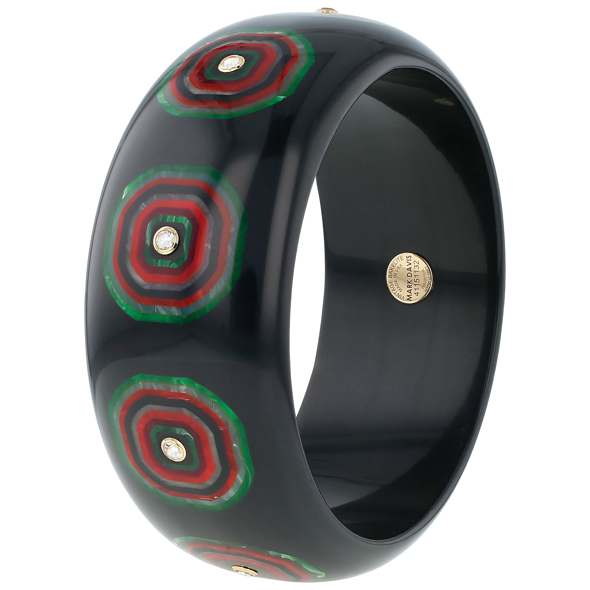 Ezra Bangle | Bakelite with inlay and stones. 