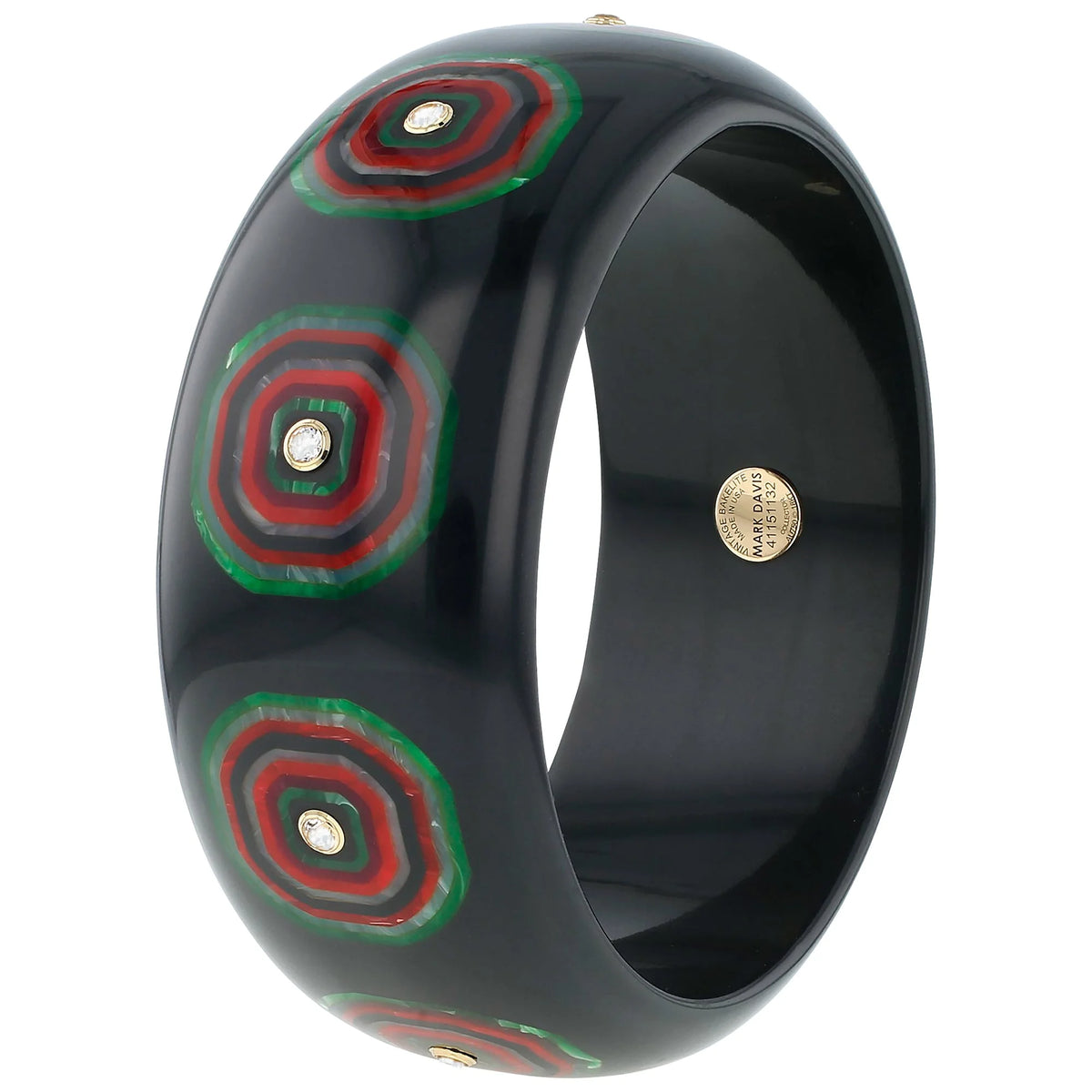Ezra Bangle | Bakelite with inlay and stones. 