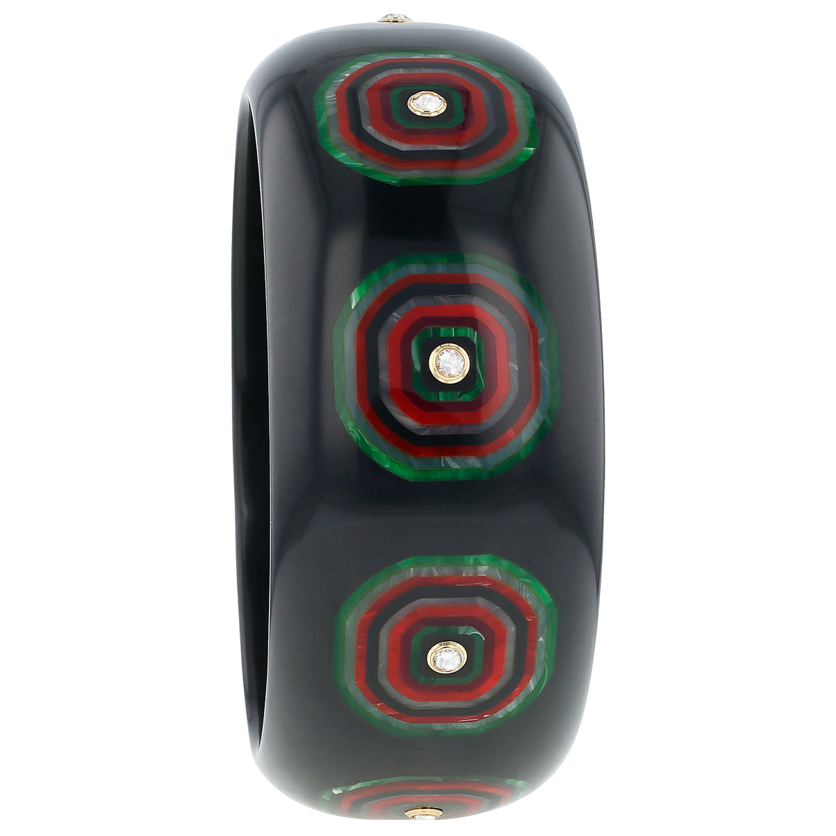 Ezra Bangle | Bakelite with inlay and stones. 