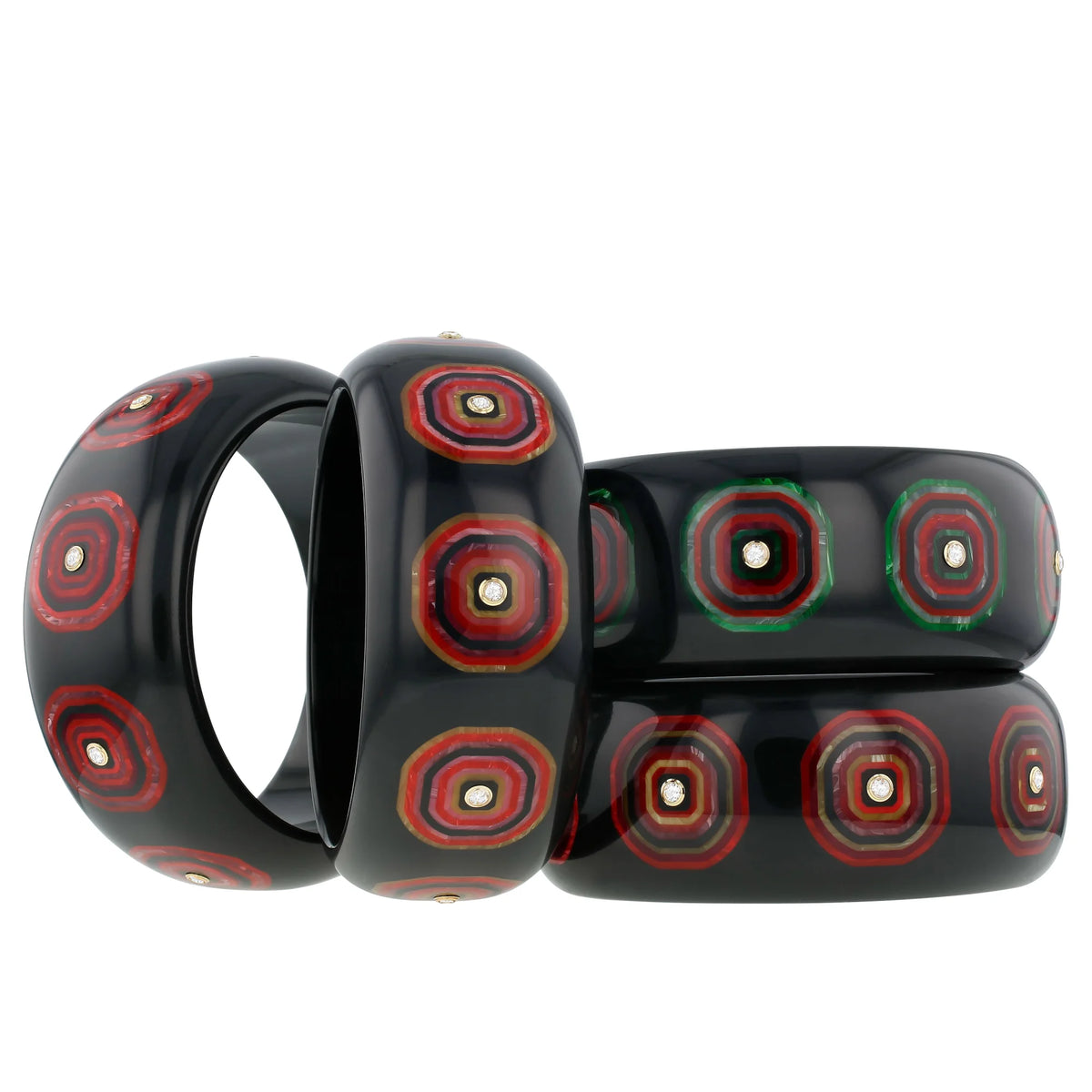 Ezra Bangle | Bakelite with inlay and stones. 