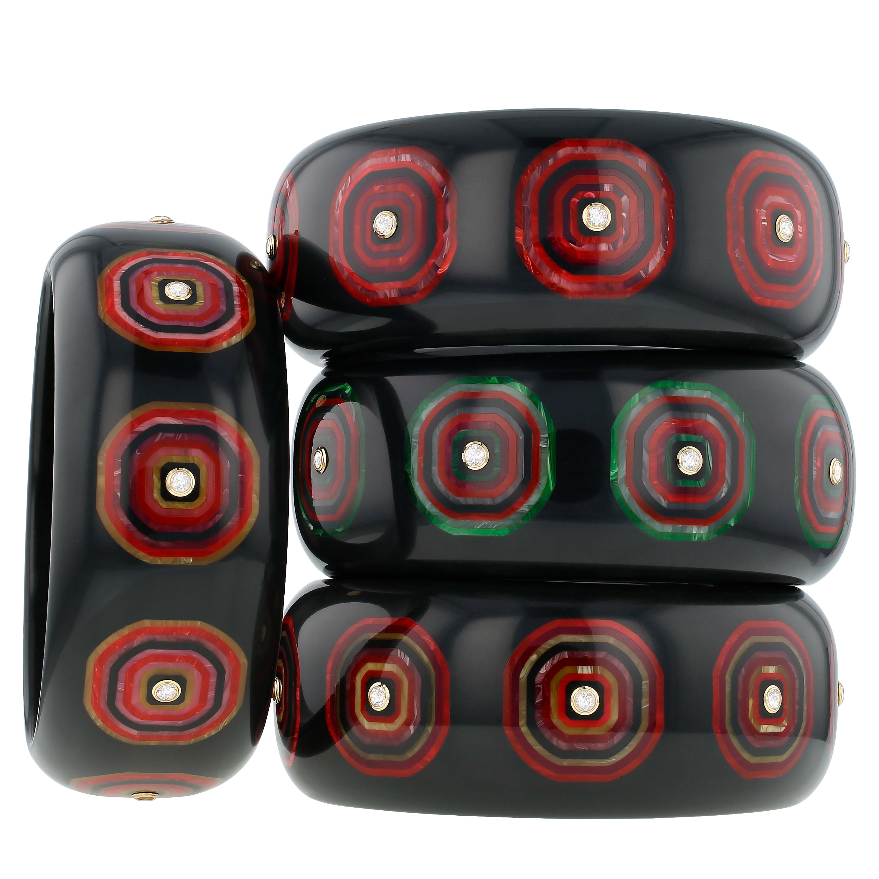 Ezra Bangle | Bakelite with inlay and stones. 