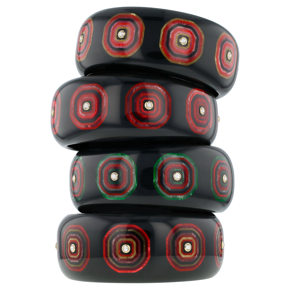 Ezra Bangle | Bakelite with inlay and stones. 