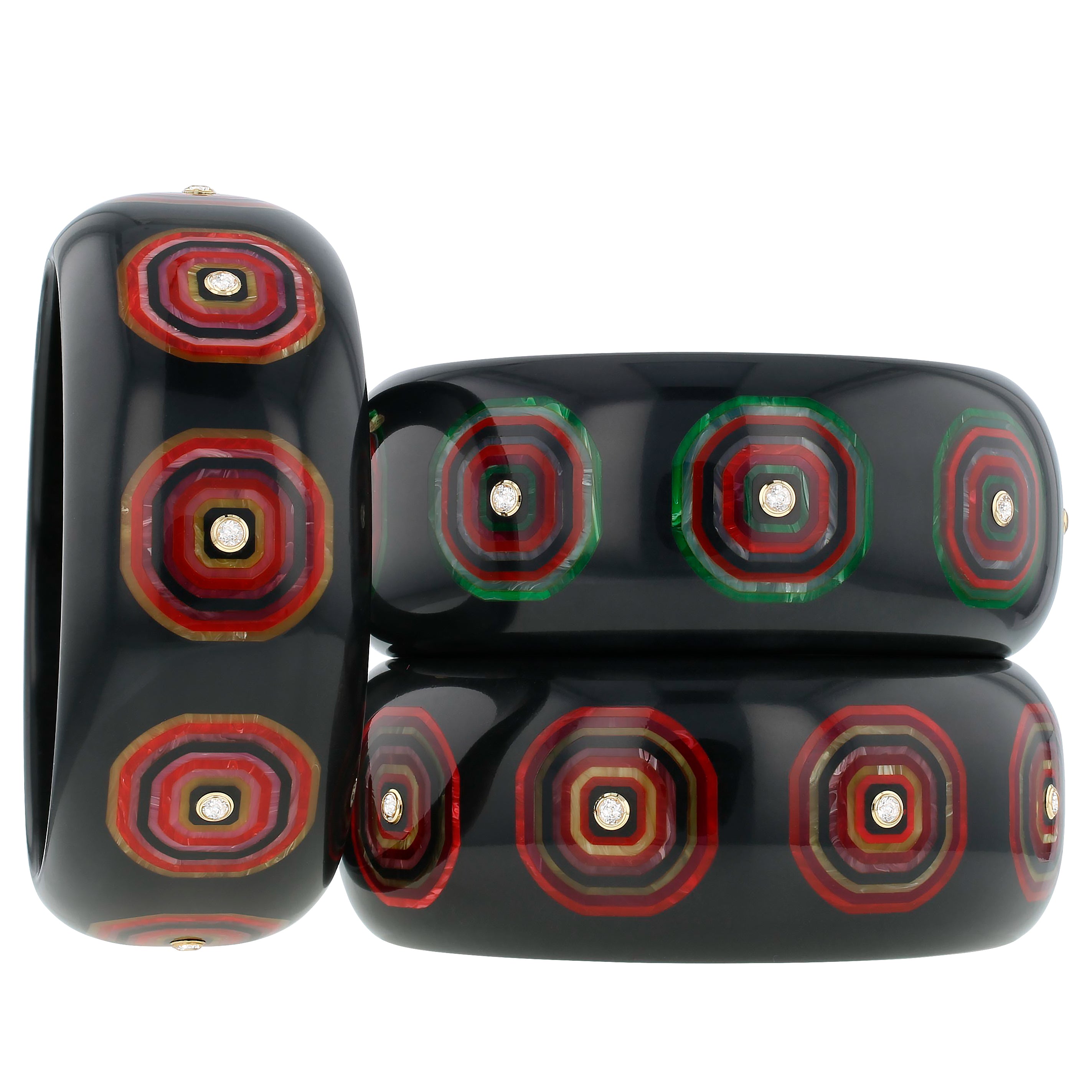Ezra Bangle | Bakelite with inlay and stones. 