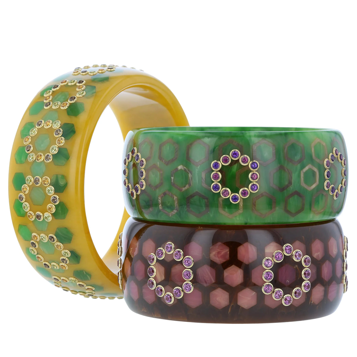 Finn Bangle | Bakelite with inlay and stones.