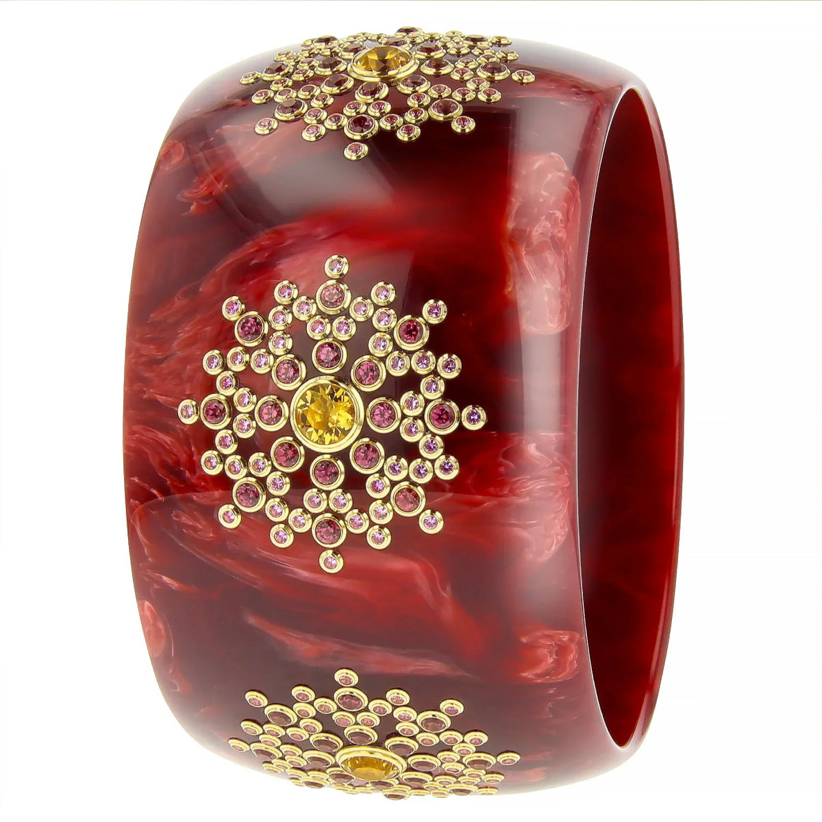 Gloria Bangle | Bakelite bangle with clustered gemstone starbursts.