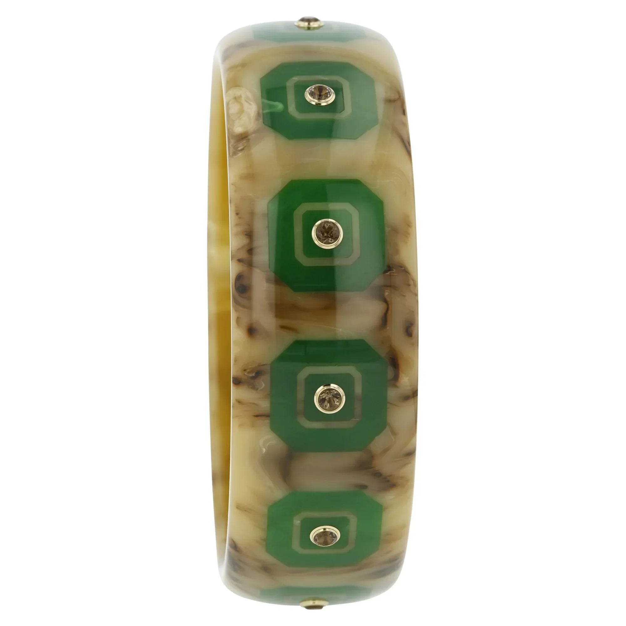 Hailey Bangle | Bakelite bangle with inlay and smoky quartz stones.