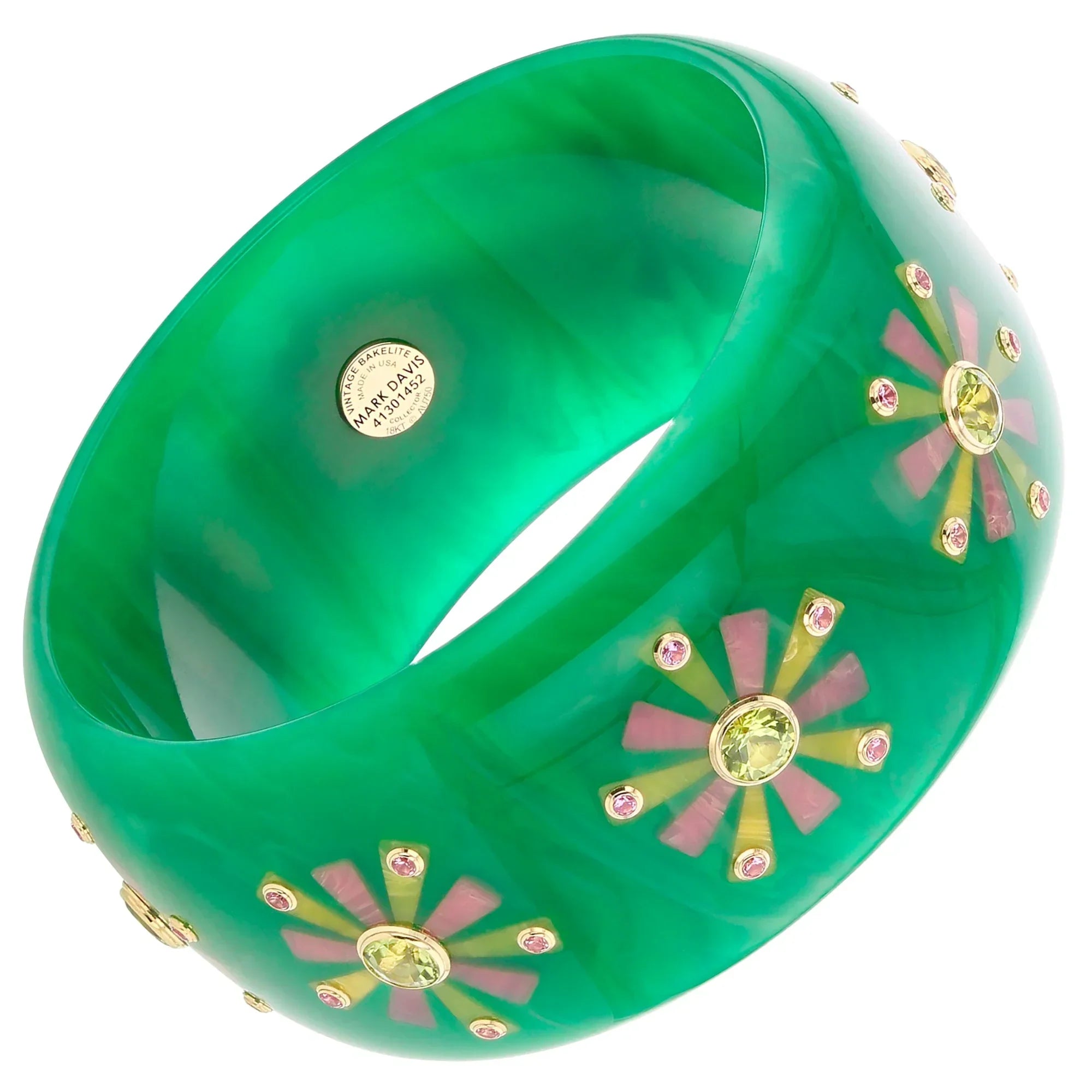 Harlyn Bangle | Bakelite bangle with fun floral pattern inlay and stones.