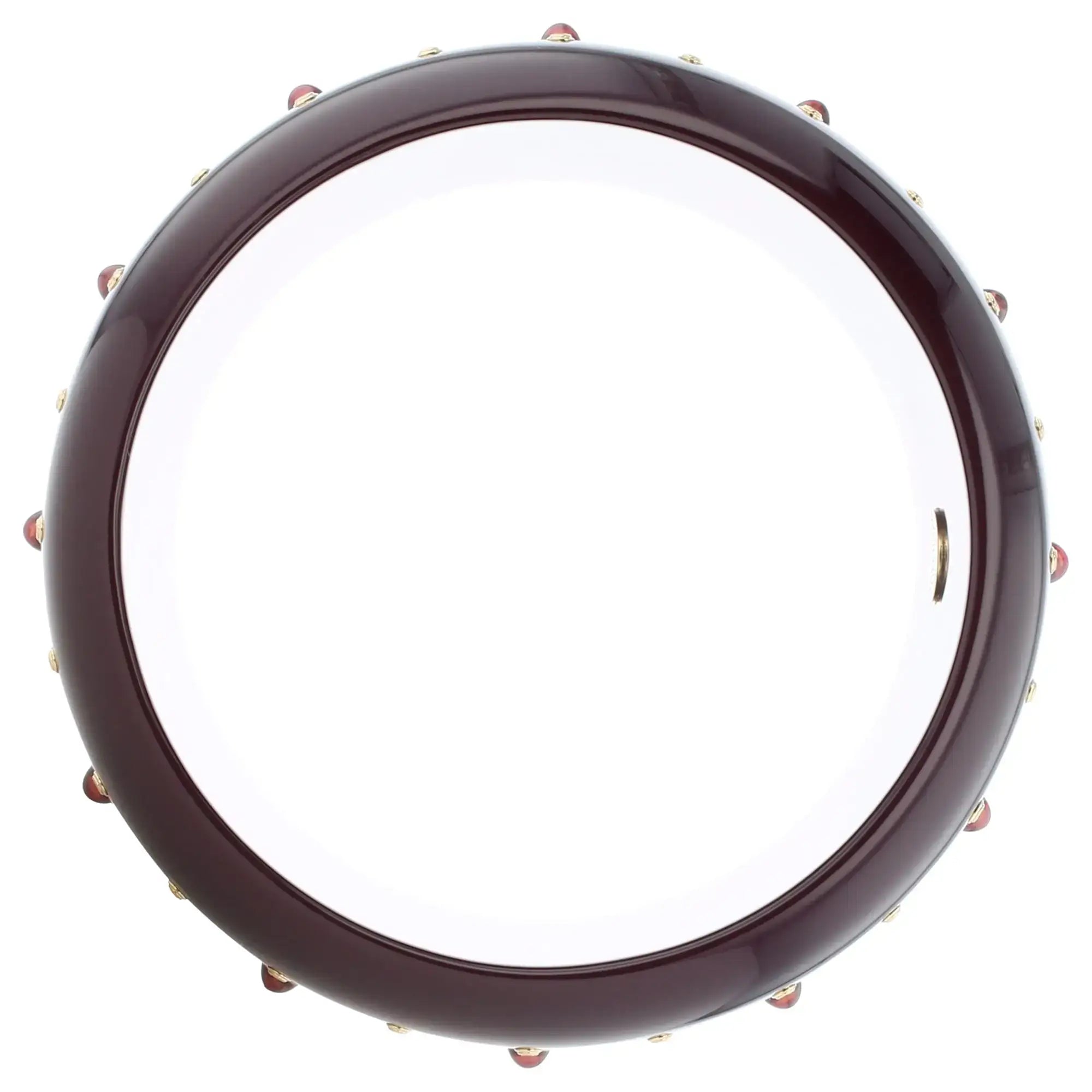 Harriet Bangle | Deep aubergine bakelite with inlay and stones.