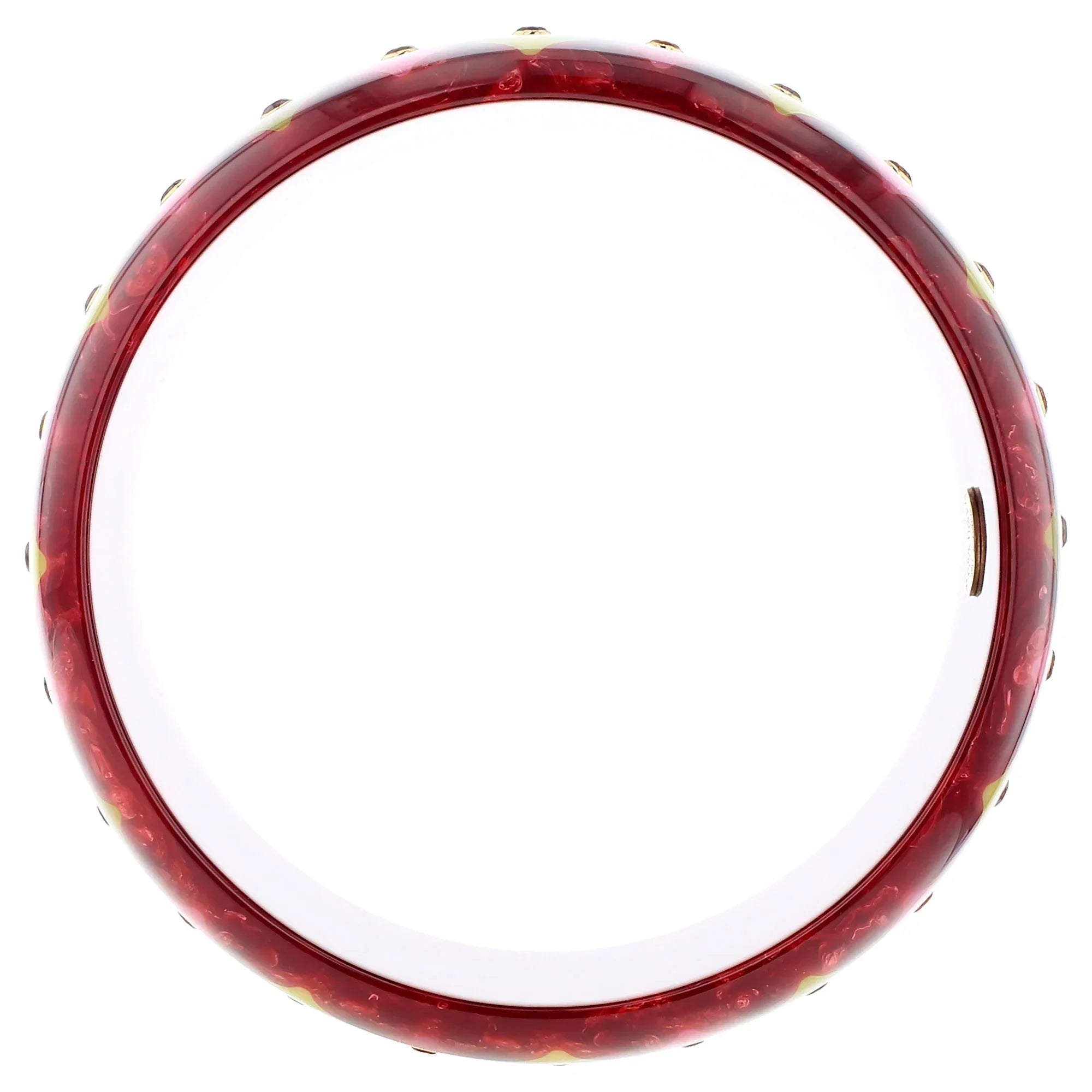Harriet Bangle | Deep burgundy bakelite with inlay and stones.