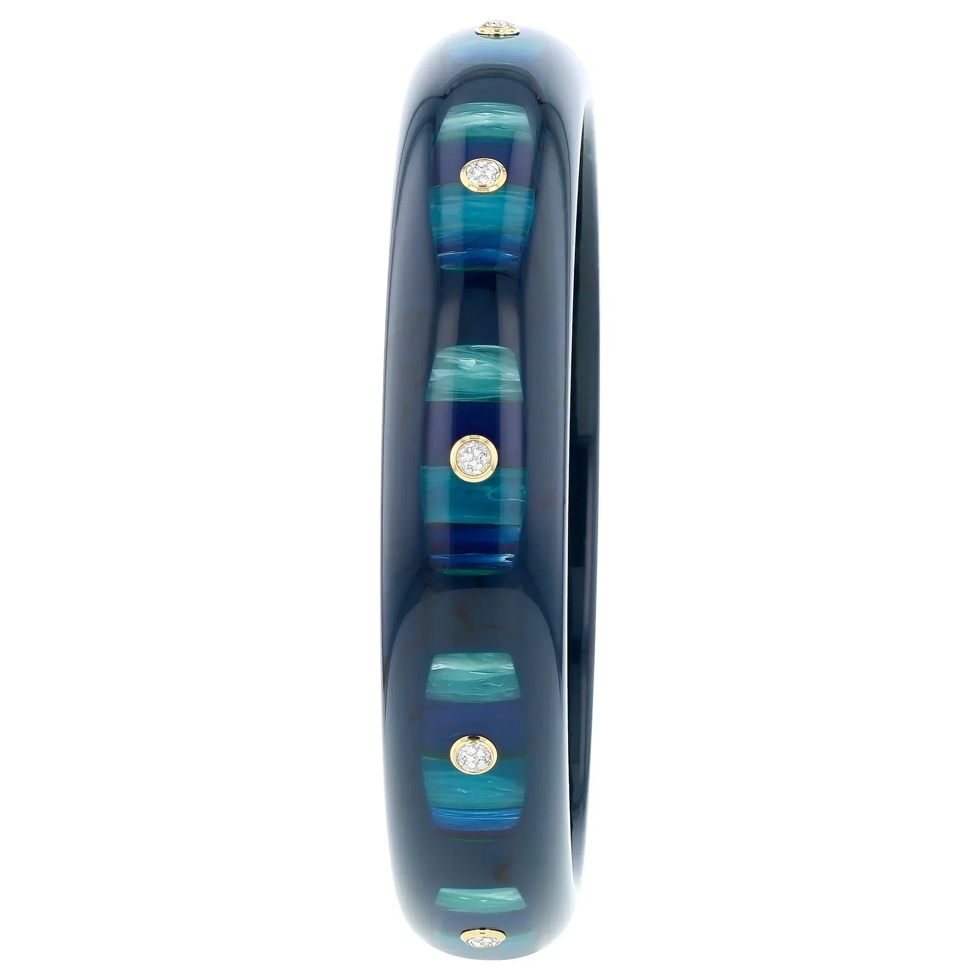Hera Bangle | Ocean blue bakelite with inlay and stones. 