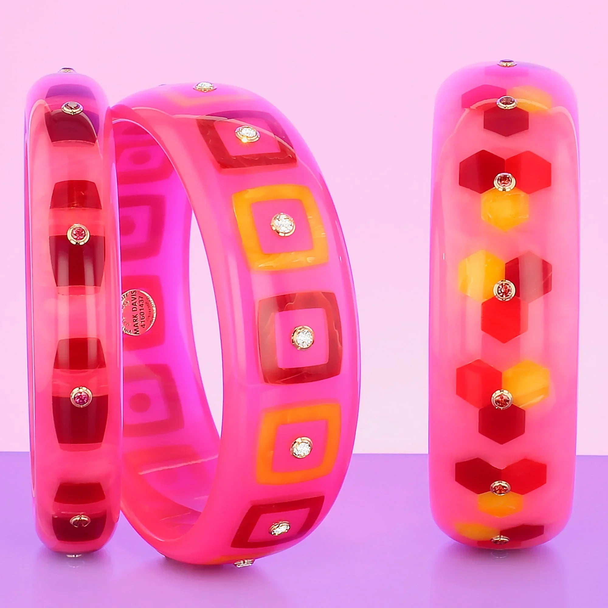 Hera Bangle | Bakelite with inlay and stones. 