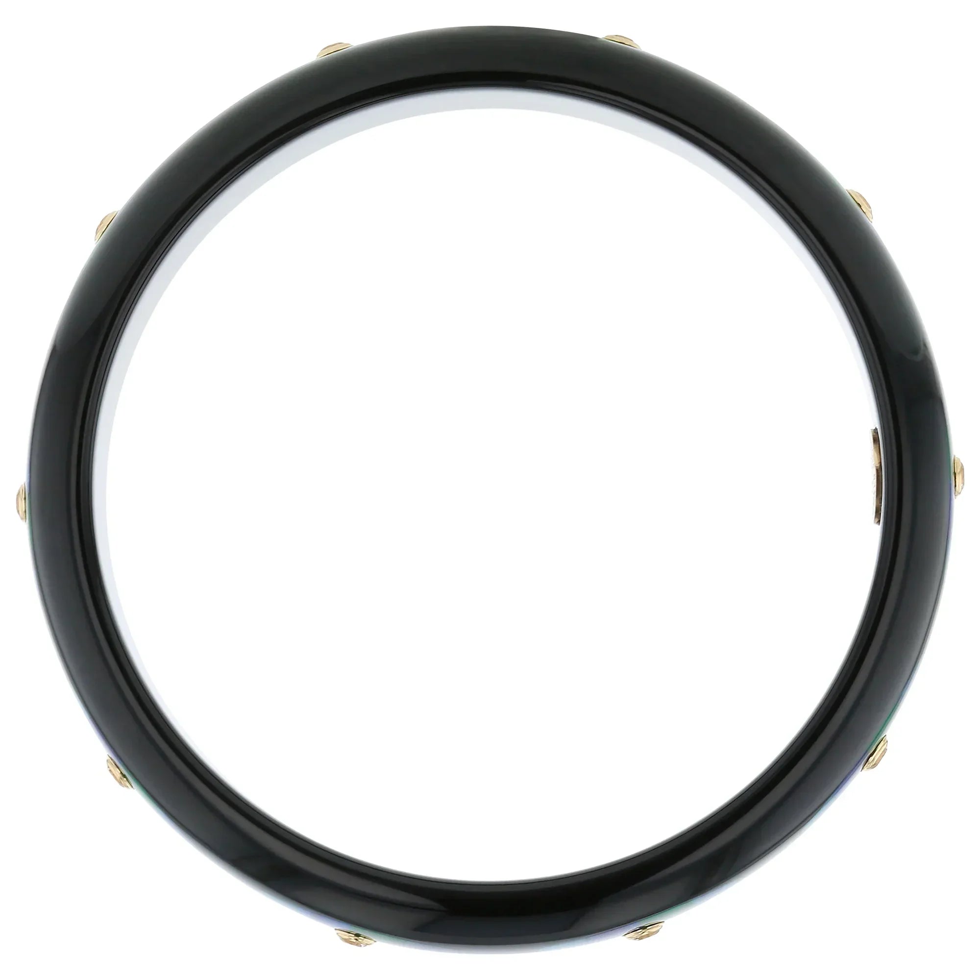 Hera Bangle | Ink black bakelite with inlay and stones. 