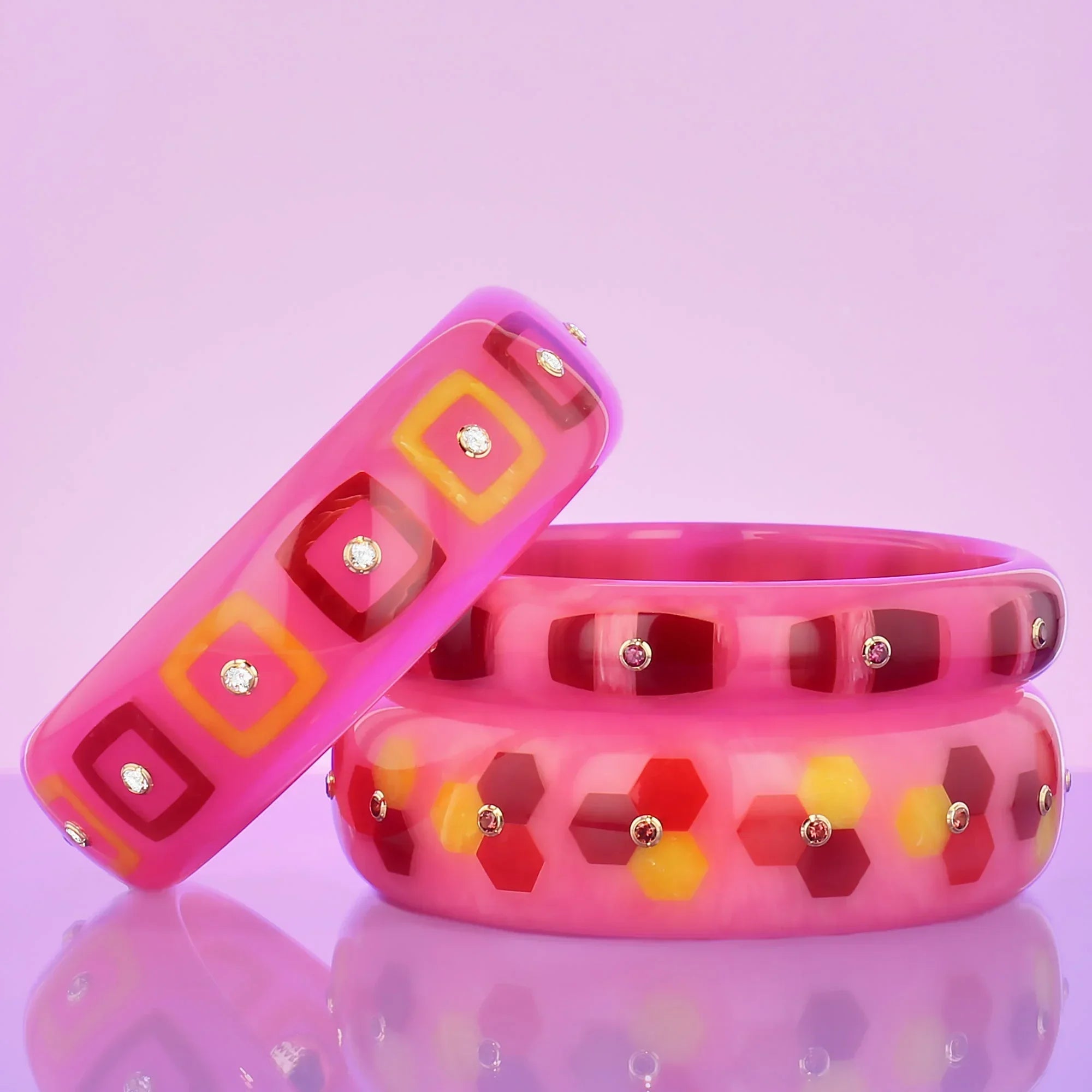 Hera Bangle | Bakelite with inlay and stones. 