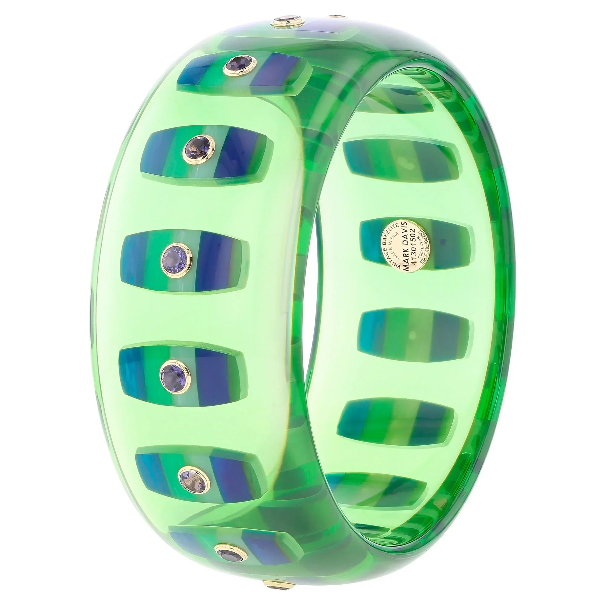 Hestia Bangle | Bakelite with inlay and stones. 