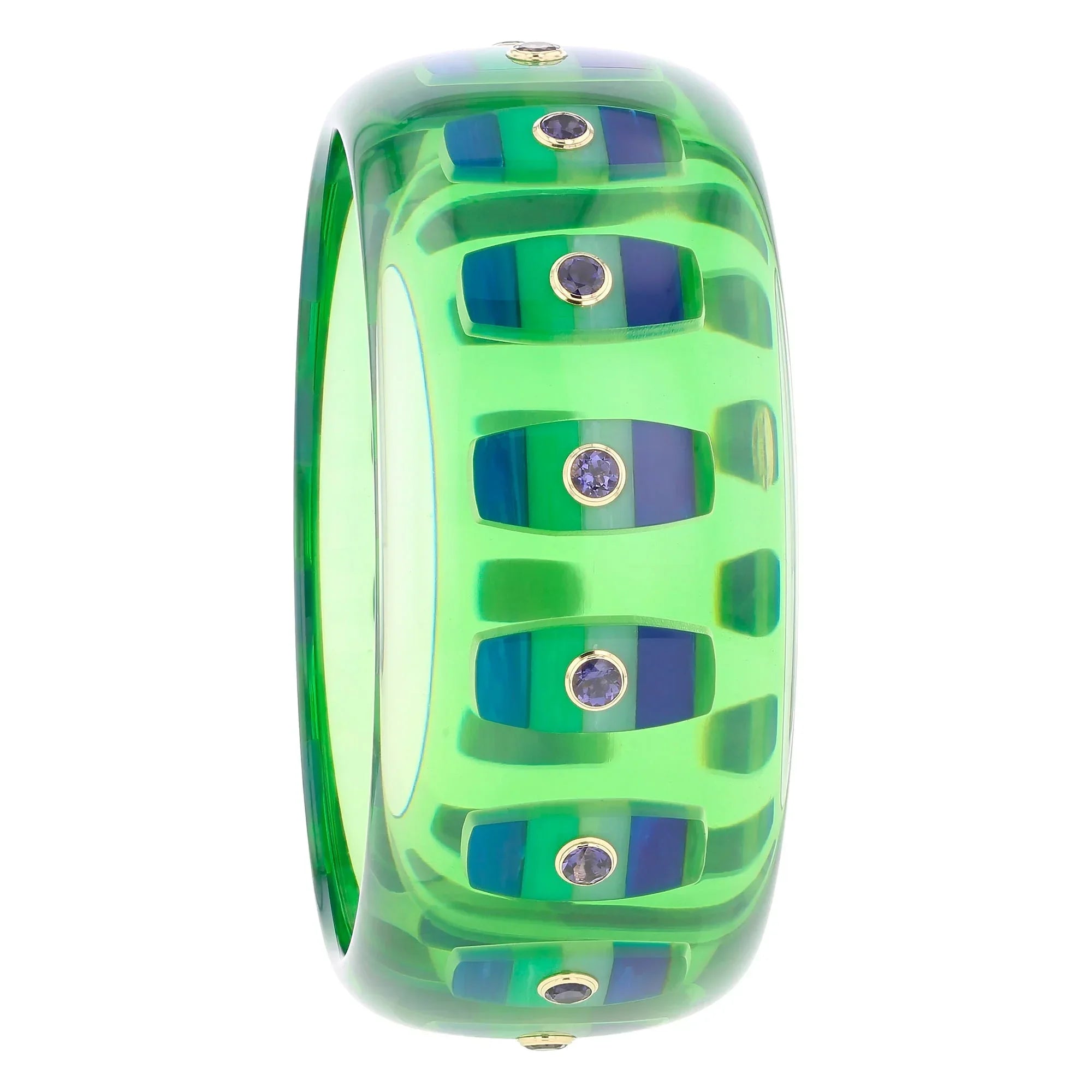 Hestia Bangle | Bakelite with inlay and stones. 