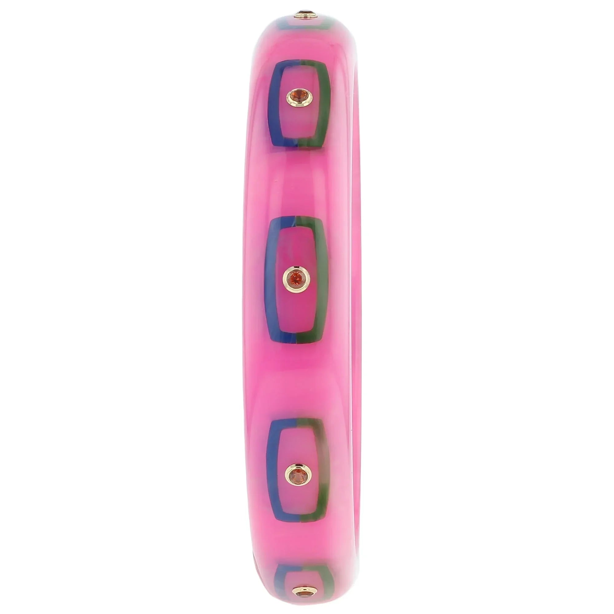 Hypatia Bangle | Bold pink bakelite with inlay and stones.