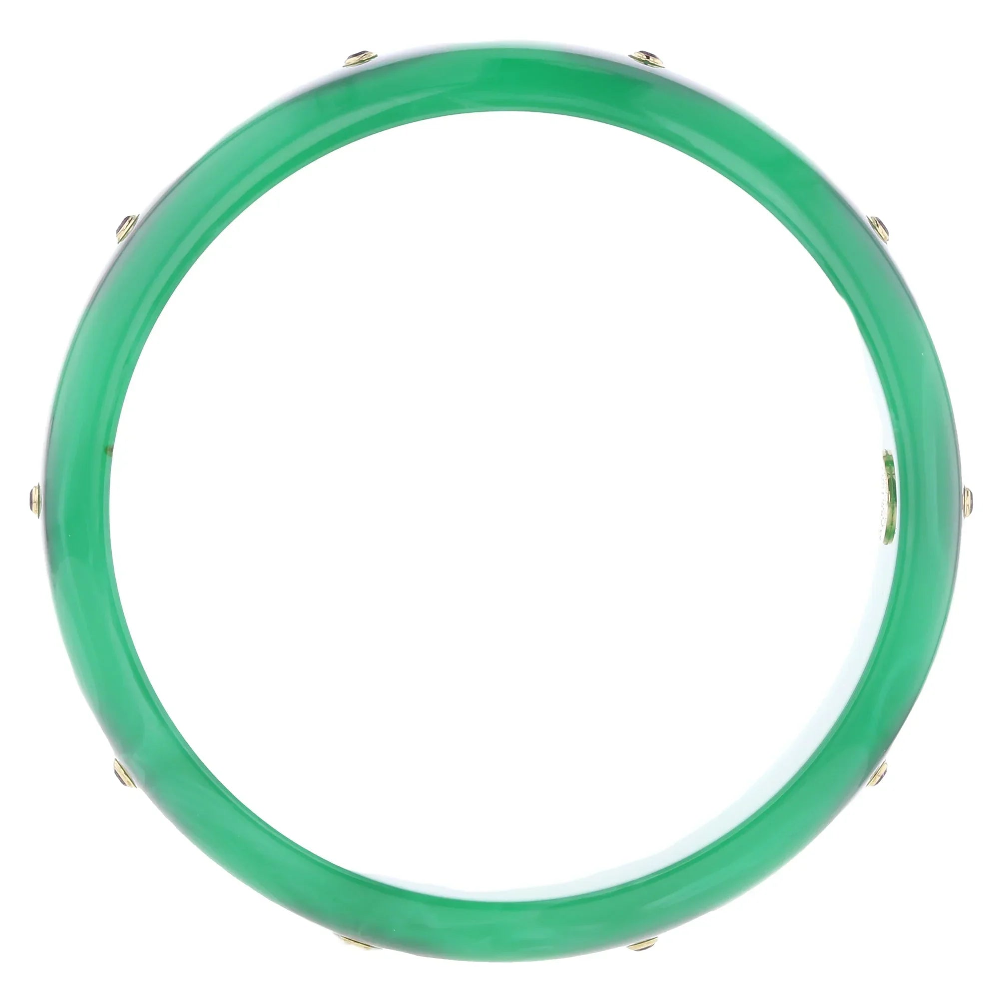 Hypatia Bangle | Pastel green bakelite with inlay and stones. 