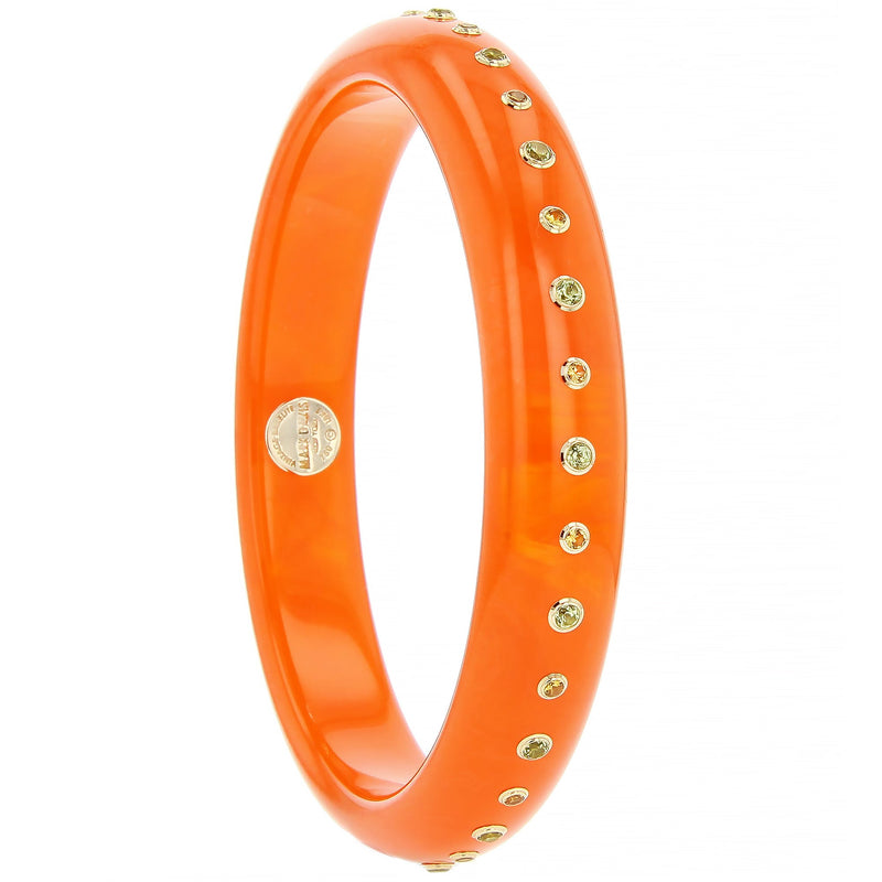 Iris Bangle | Happy orange bakelite bangle with stones.