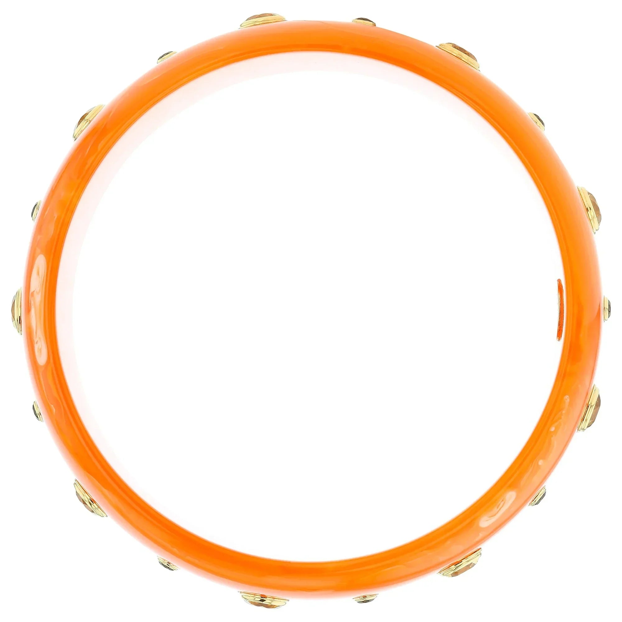 Iris Bangle | Marbled orange bakelite with stones.