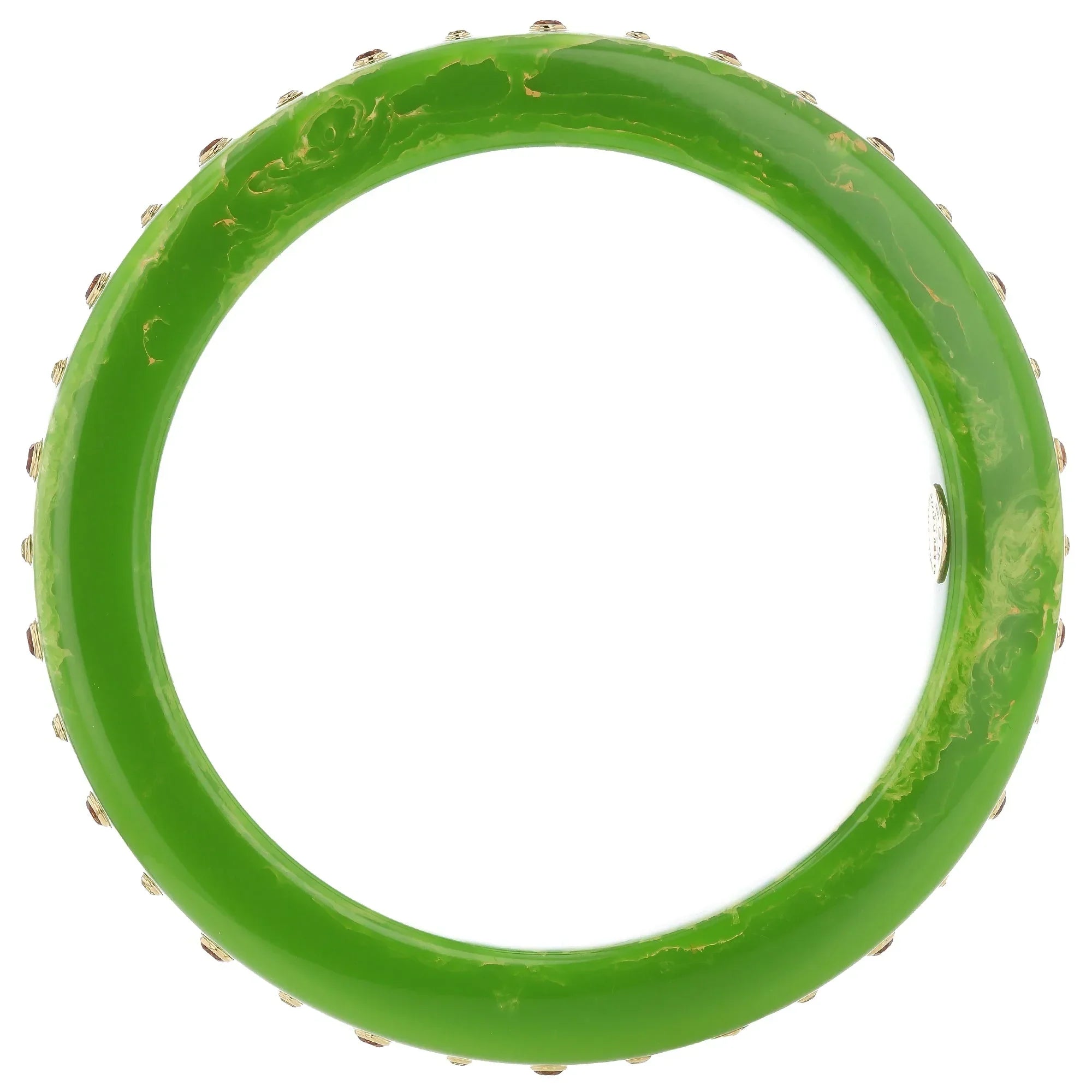 Iris Bangle | Bakelite with a simple straight line pattern of stones.