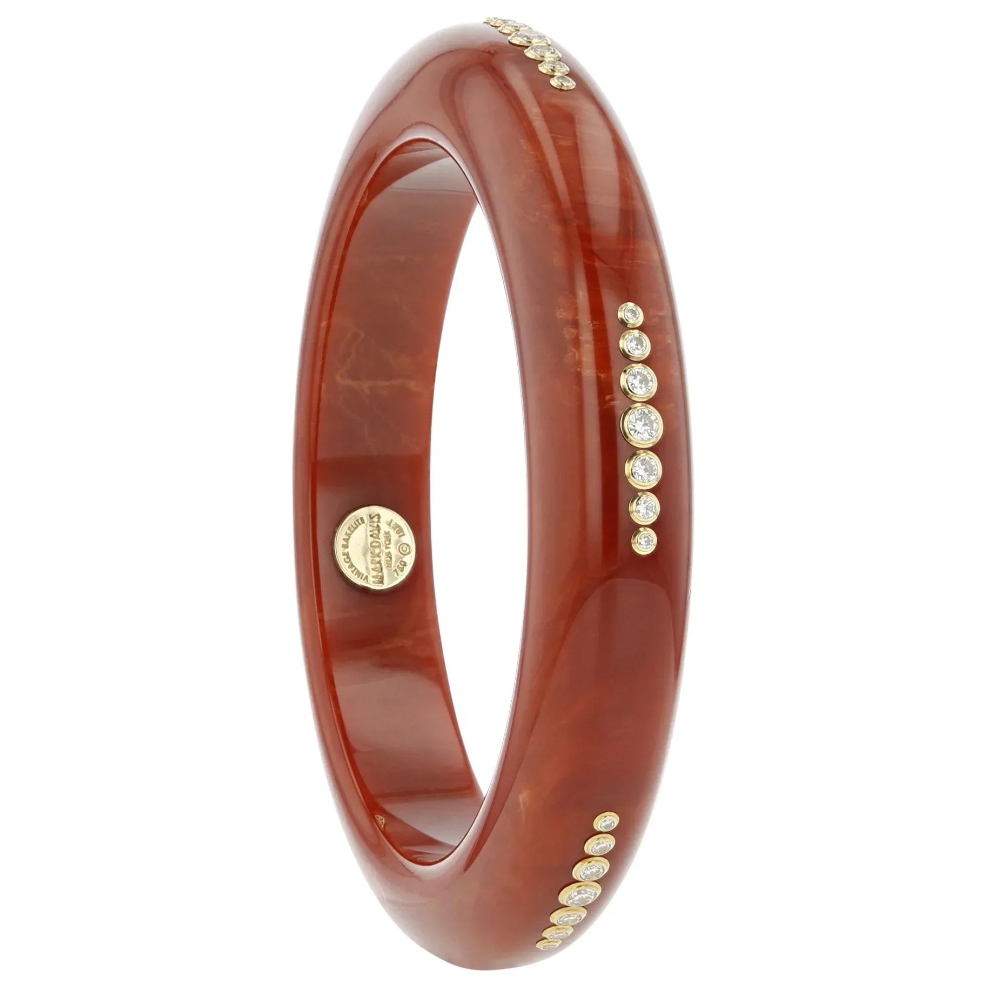 Jane Bangle | Paprika colored bakelite bangle with stones.