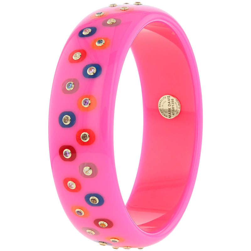 Joy Bangle | Bakelite bangle with squoval inlay design and stones.