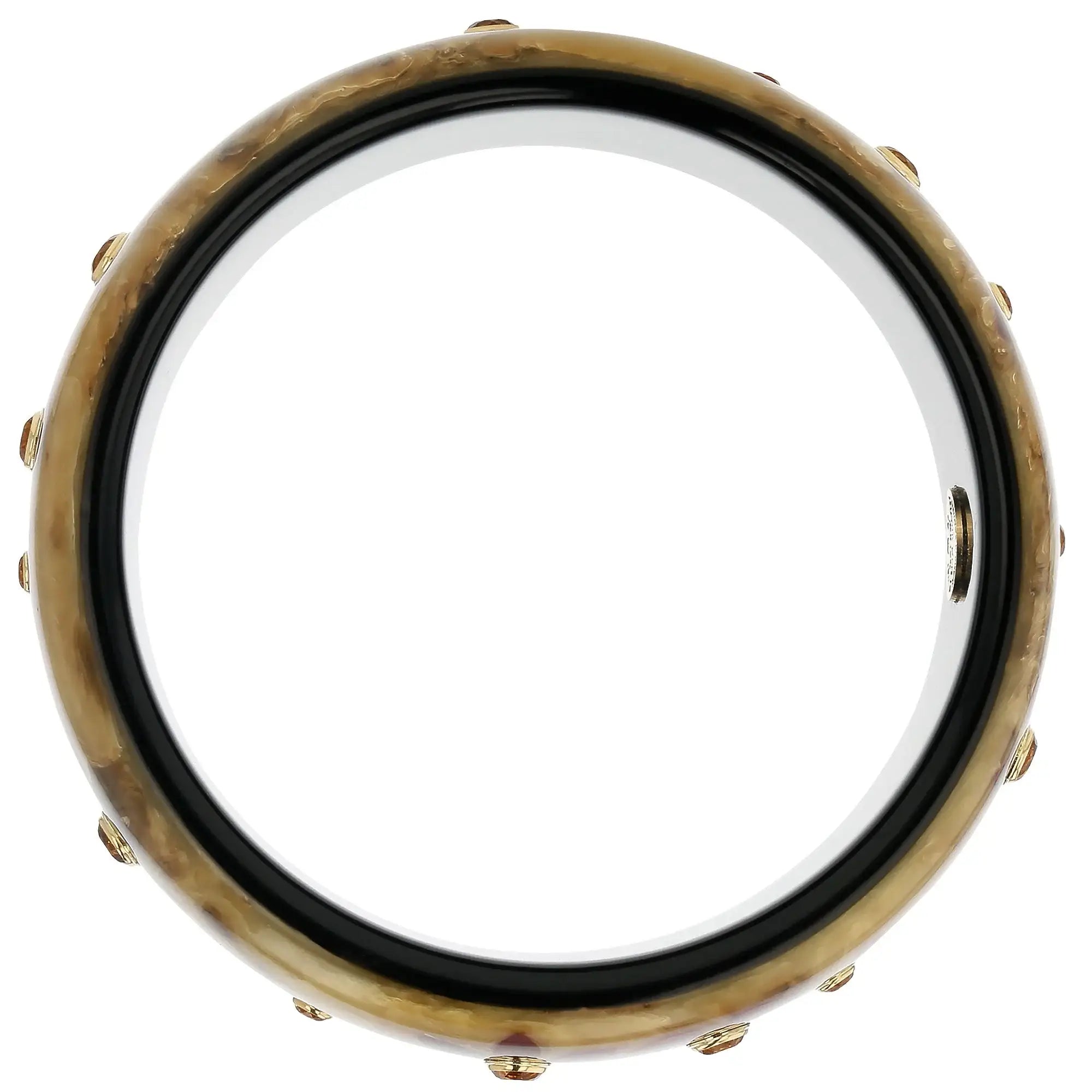 June Bangle | Floral bakelite bangle with inlay and stones.