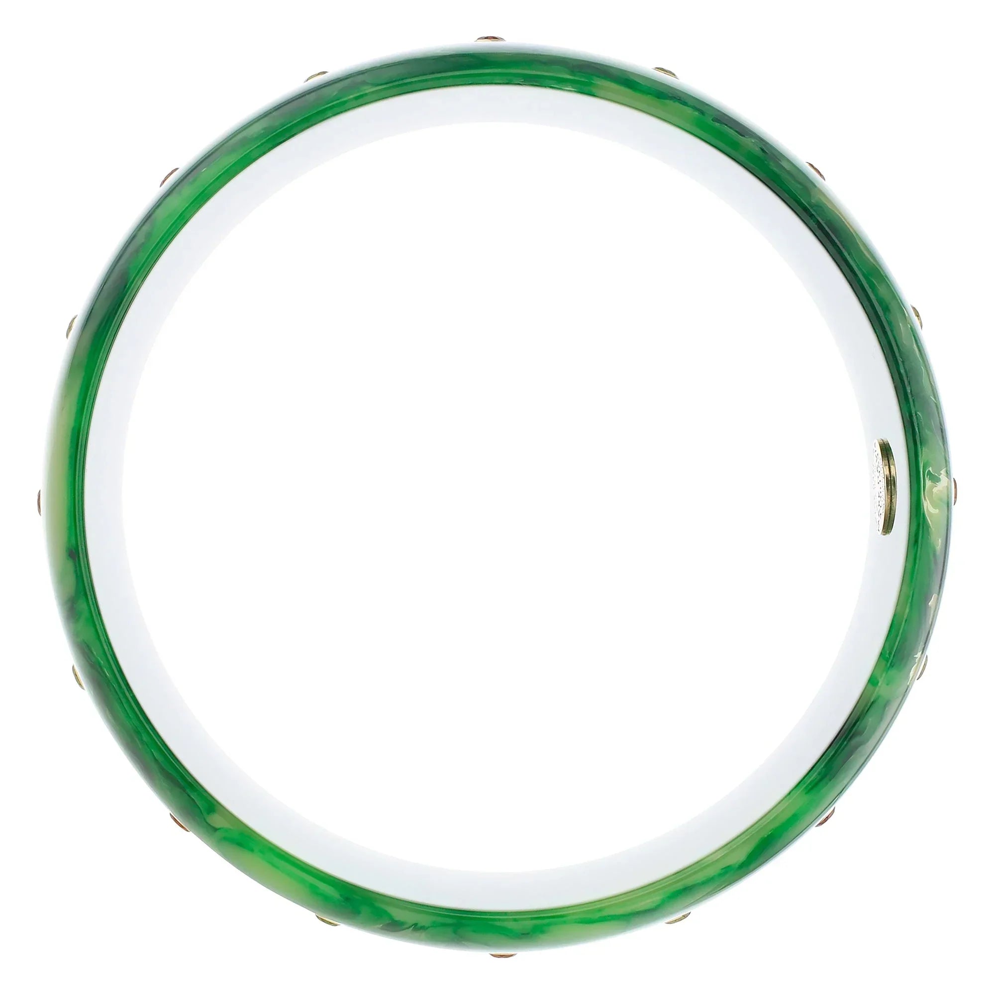 Kali Bangle | Watermelon green bakelite with inlay and stones. 