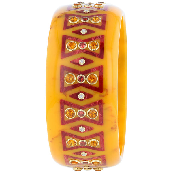 Kalina Bangle | Bow pattern bangle with inlay and stones.