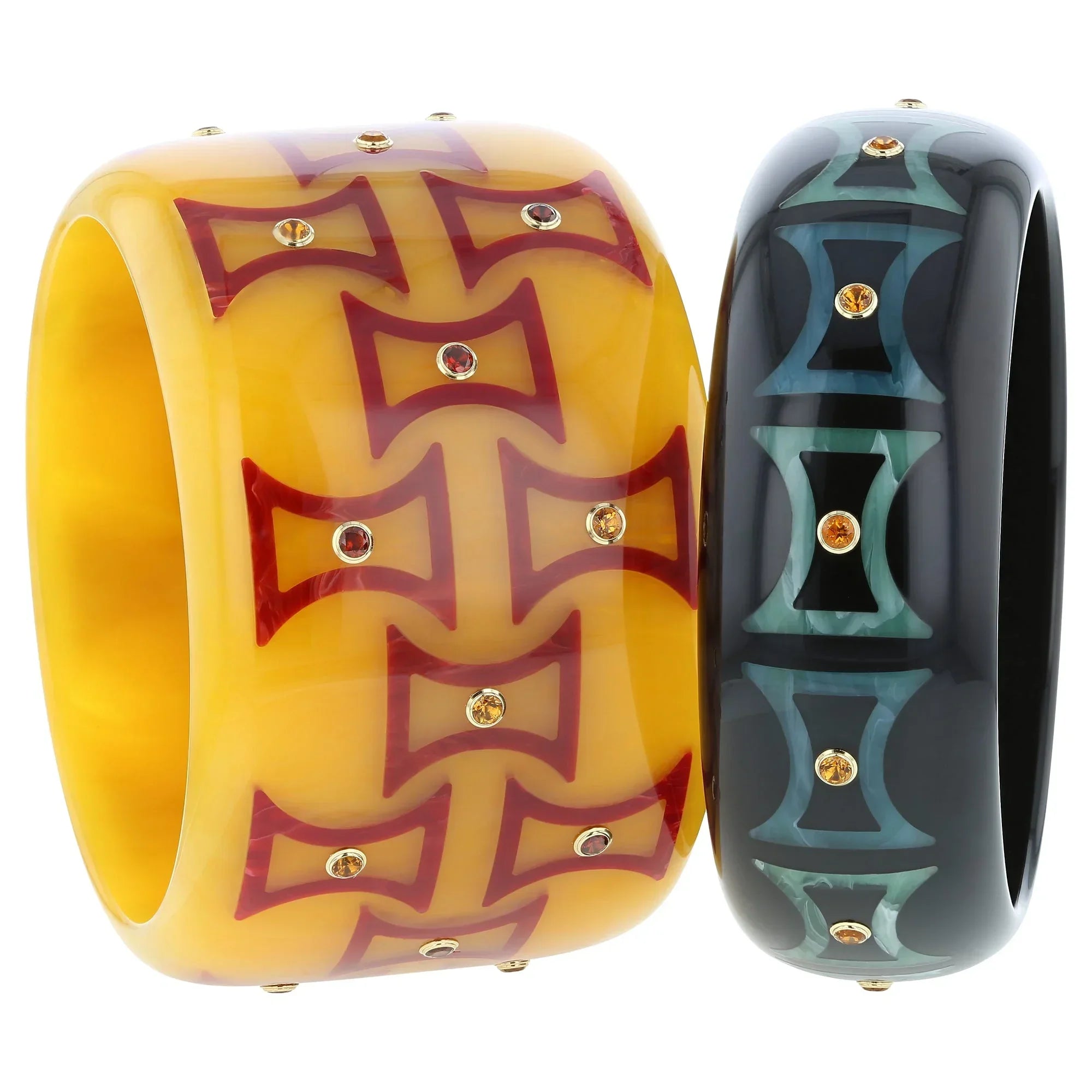 Kara III Bangle | Bakelite with inlay and lively citrine stones.