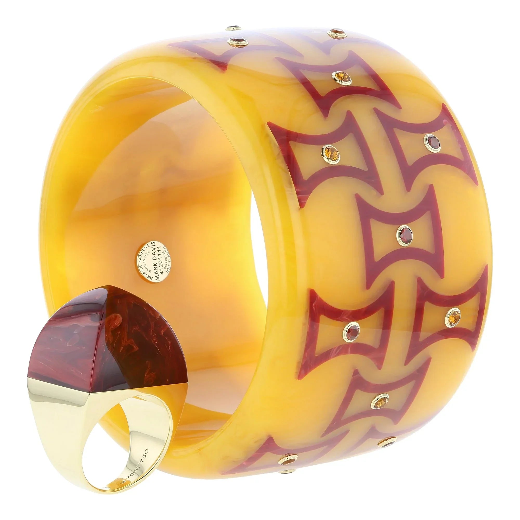 Kara III Bangle | Bakelite with inlay and lively citrine stones.