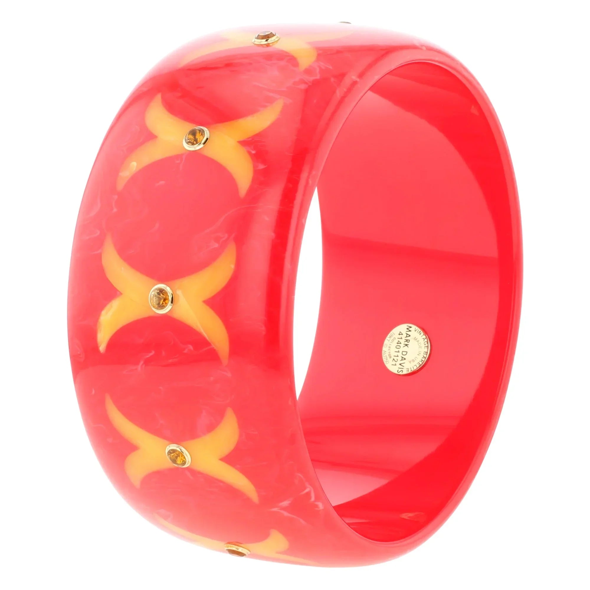 Karmen bangle | Candy apple bakelite with inlay and stones. 