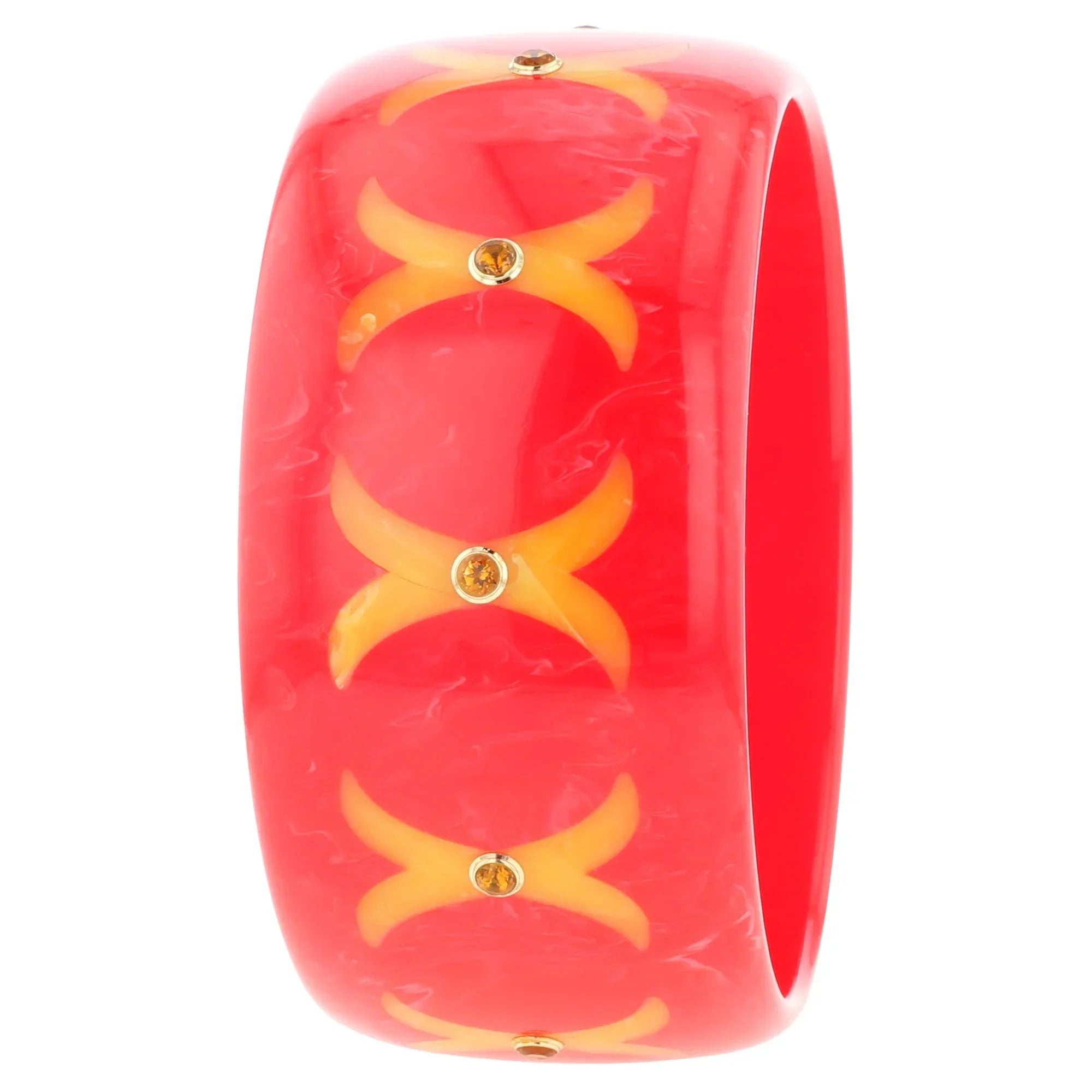 Karmen bangle | Candy apple bakelite with inlay and stones. 
