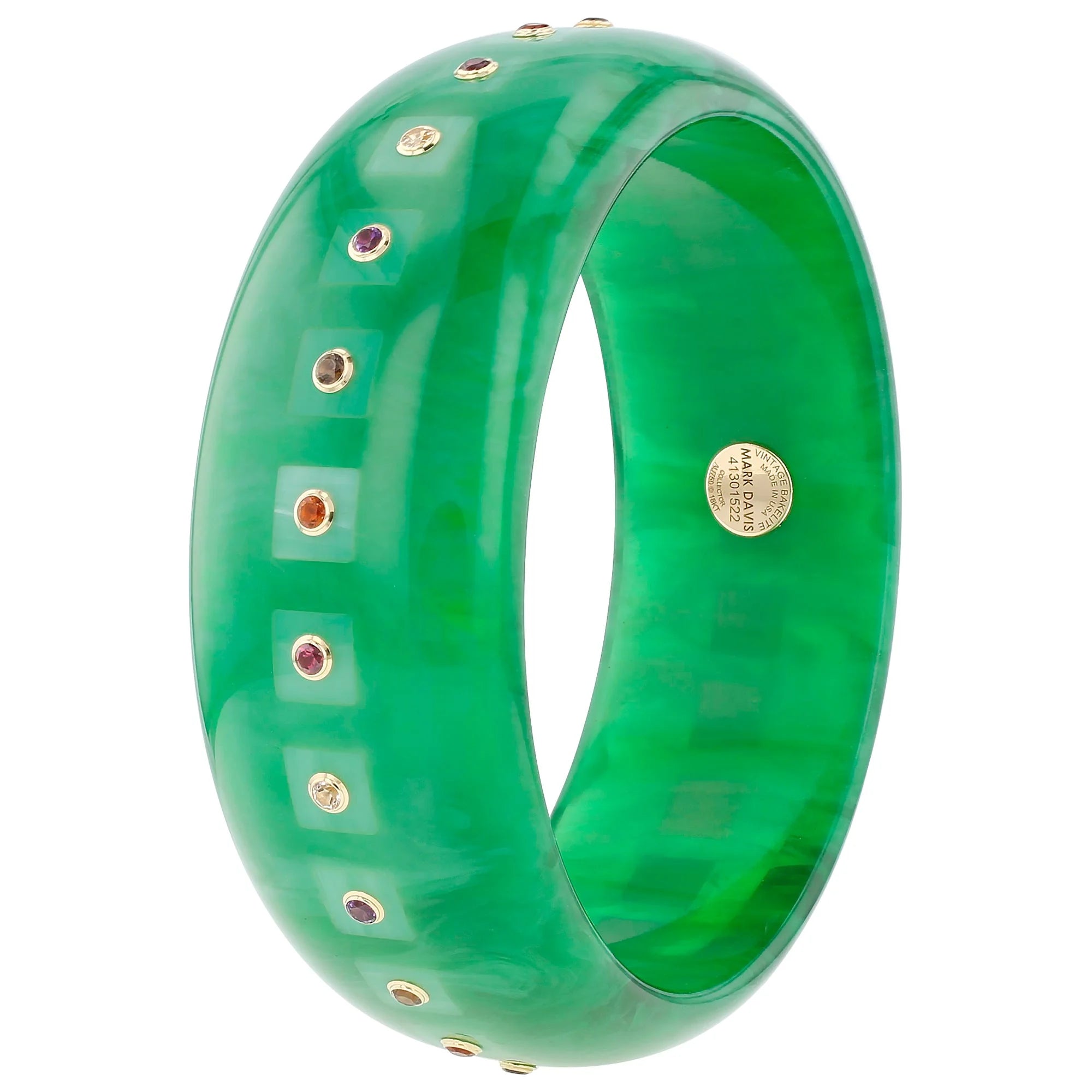 Katherine Bangle | Bakelite with inlay and stones. 