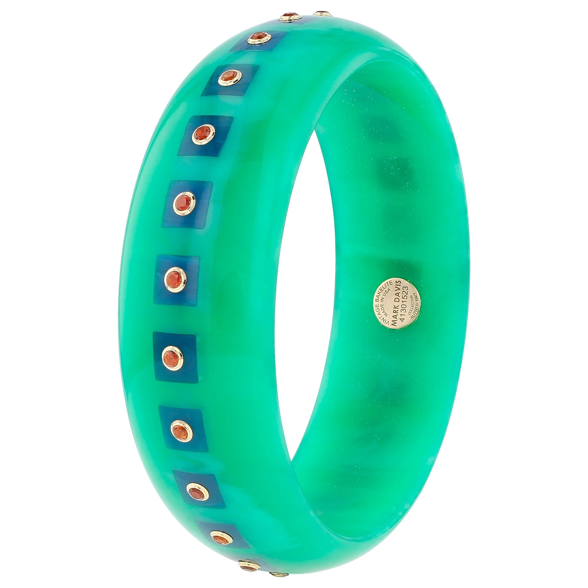 Katherine Bangle | Bakelite with inlay and stones. 