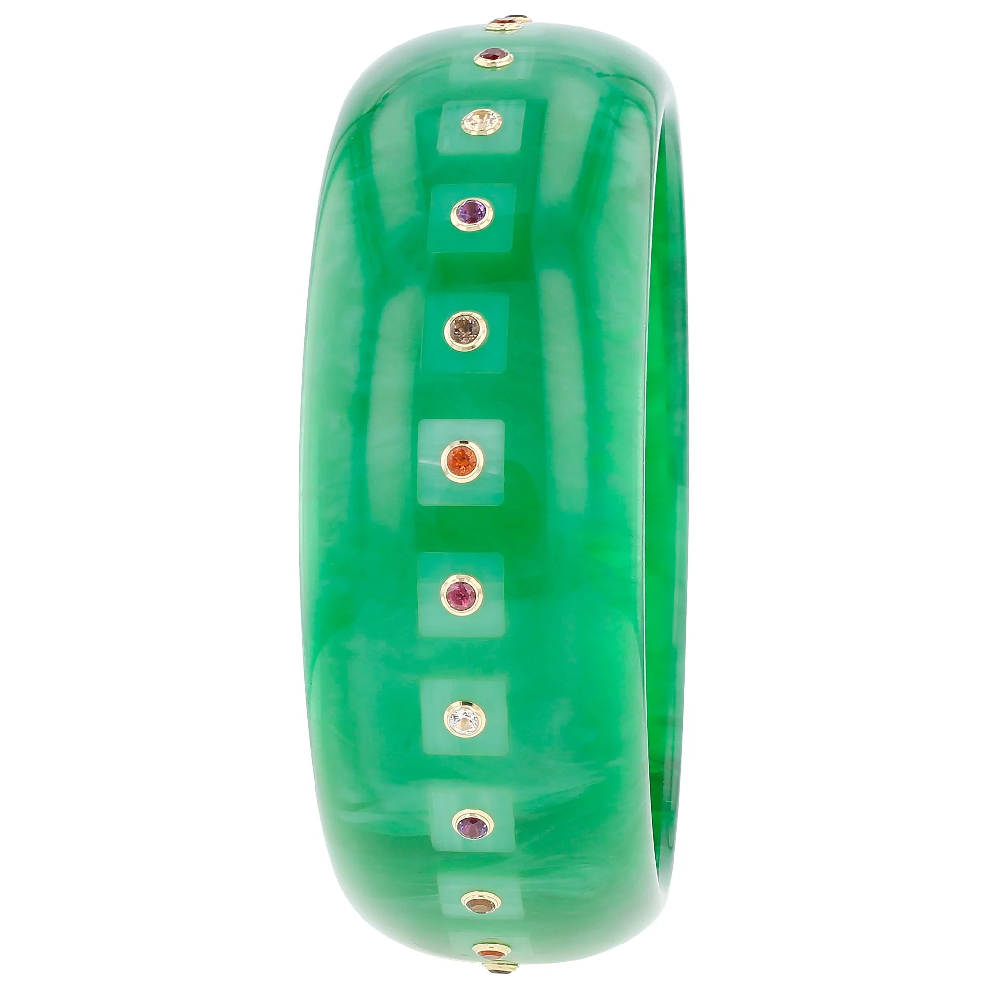 Katherine Bangle | Bakelite with inlay and stones. 