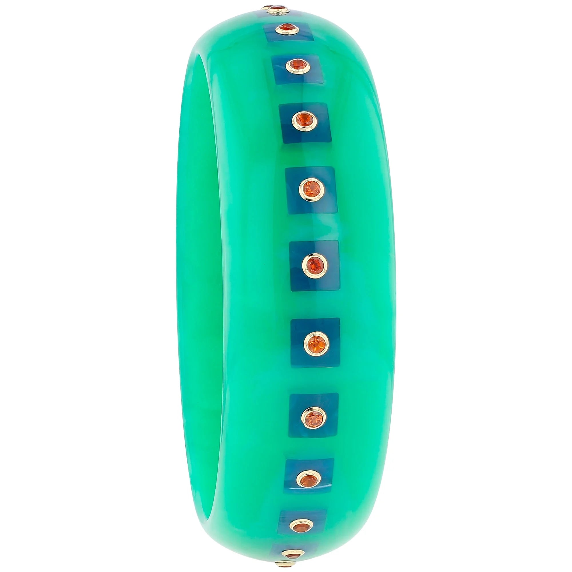 Katherine Bangle | Bakelite with inlay and stones. 