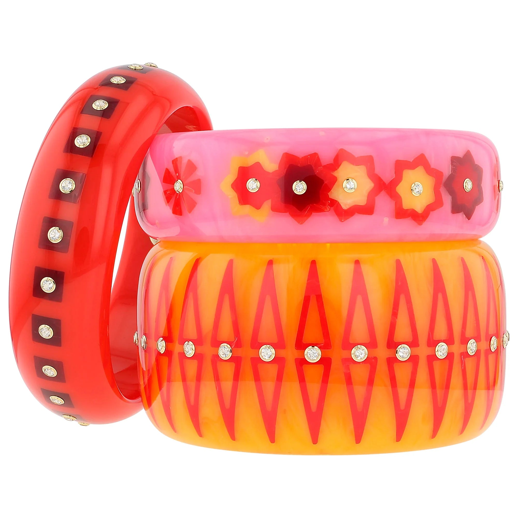 Katherine Bangle | Bakelite with inlay and stones. 