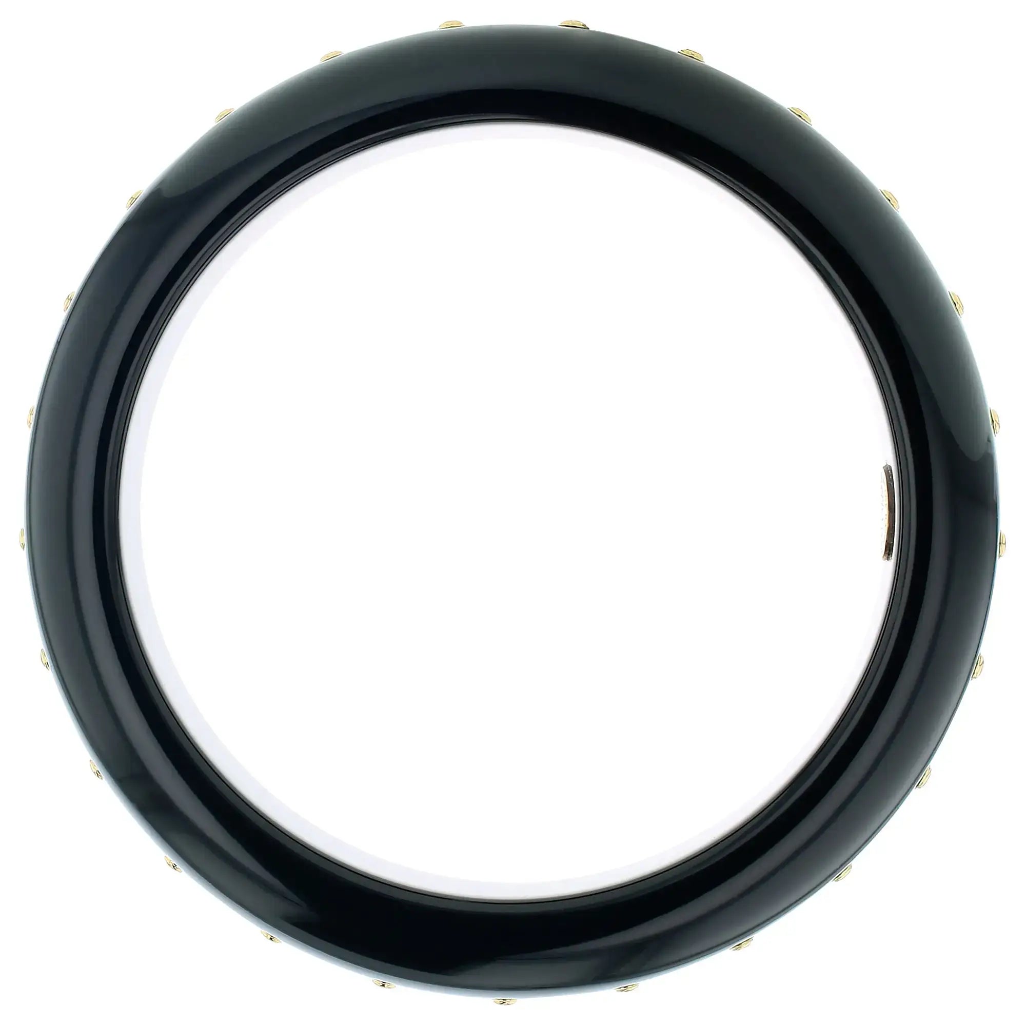 Katherine Bangle | Midnight black bakelite with inlay and stones.