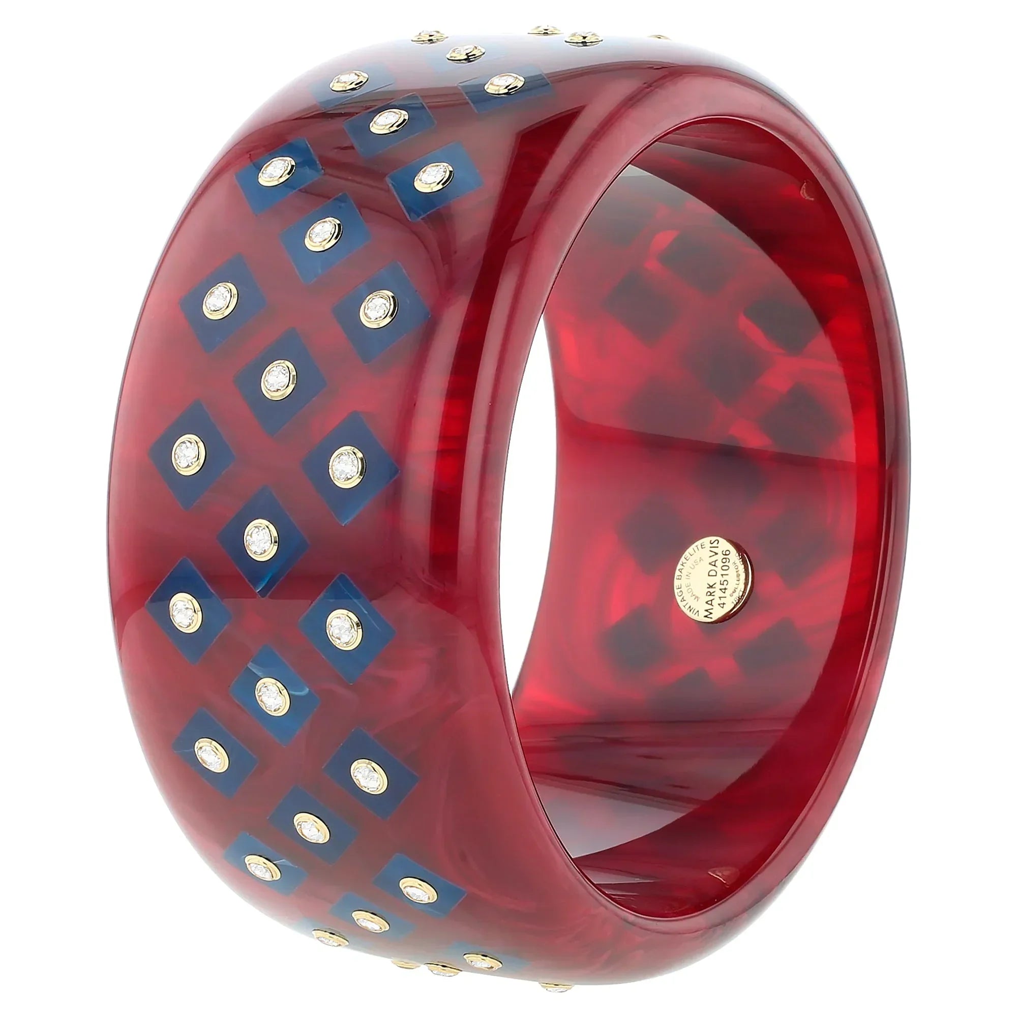 Kavi Bangle | Gleaming burgundy bakelite with inlay and stones. 