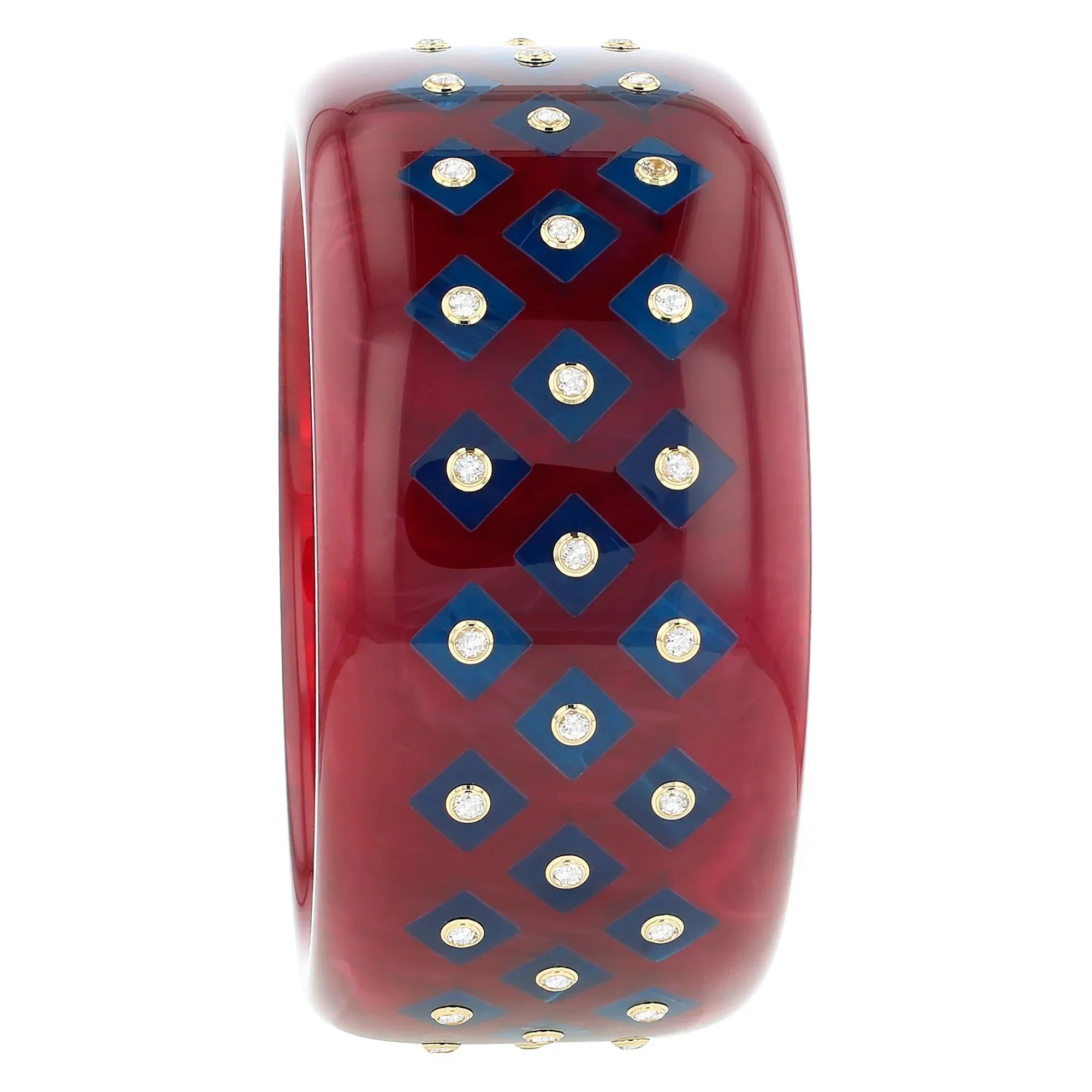 Kavi Bangle | Gleaming burgundy bakelite with inlay and stones. 